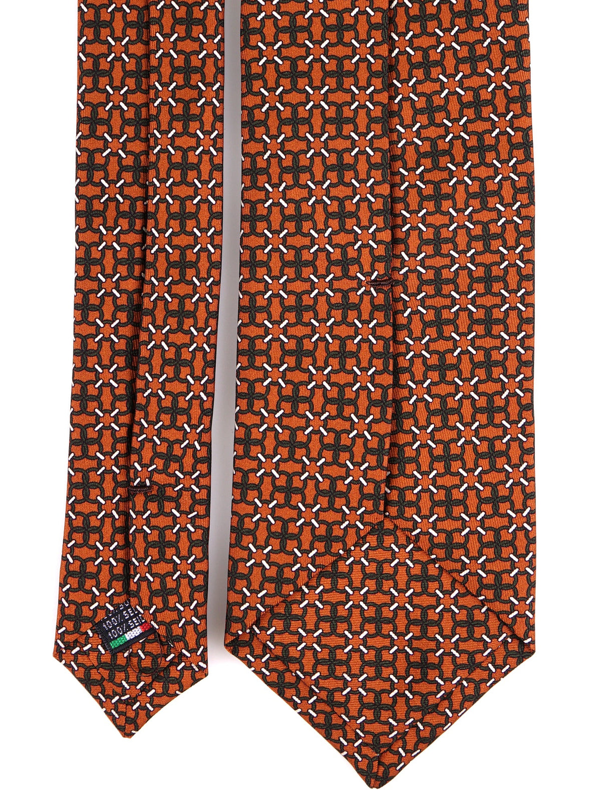 CHARI light brown 3-fold tie in printed silk