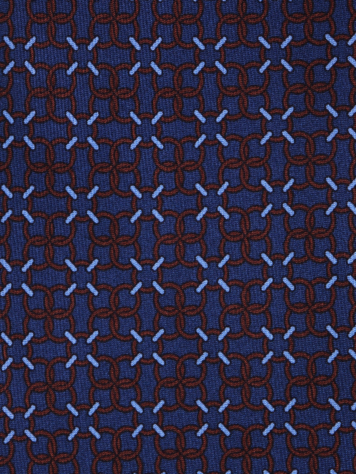Navy blue 3-fold tie CHARI in printed silk