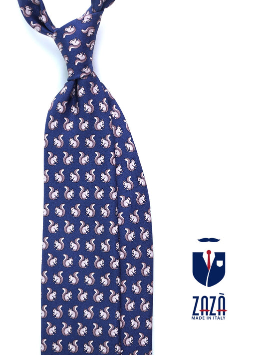 CHIP 3-fold printed silk tie in blue
