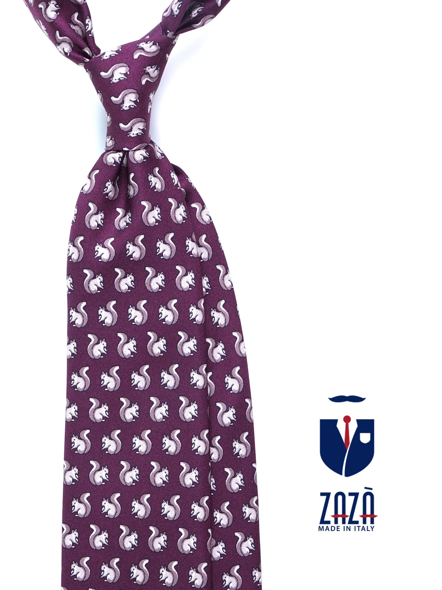 CHIP 3-fold tie in burgundy printed silk