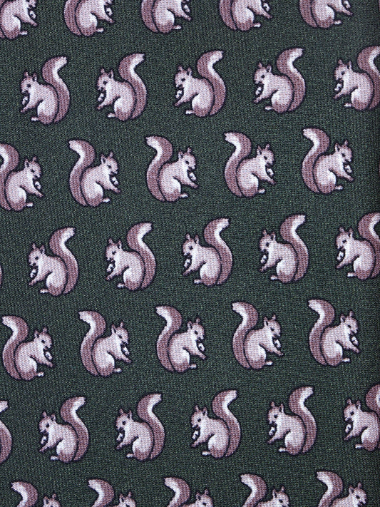 CHIP 3-fold green printed silk tie