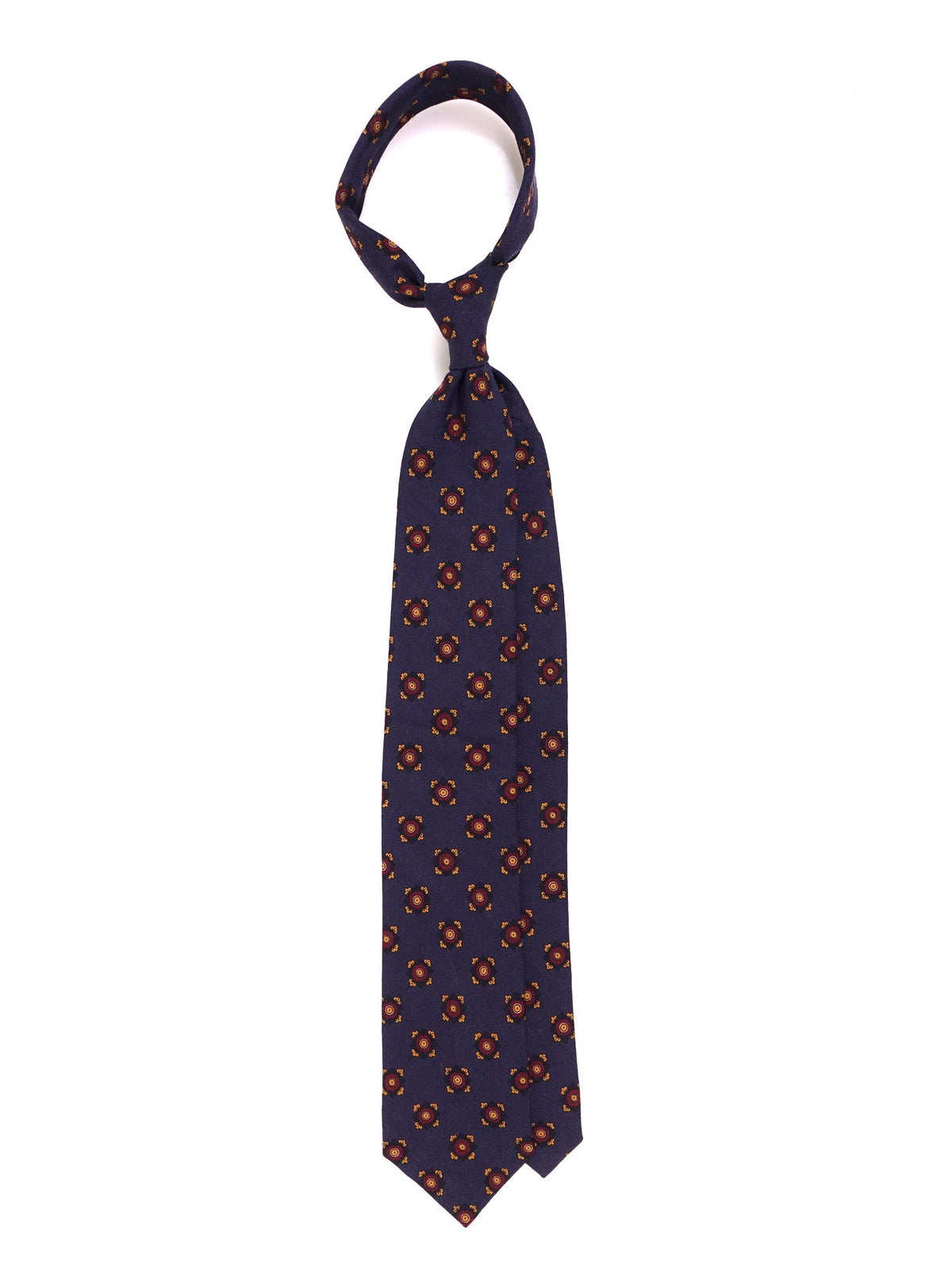 Navy blue 3-fold tie in pure wool CLOPE