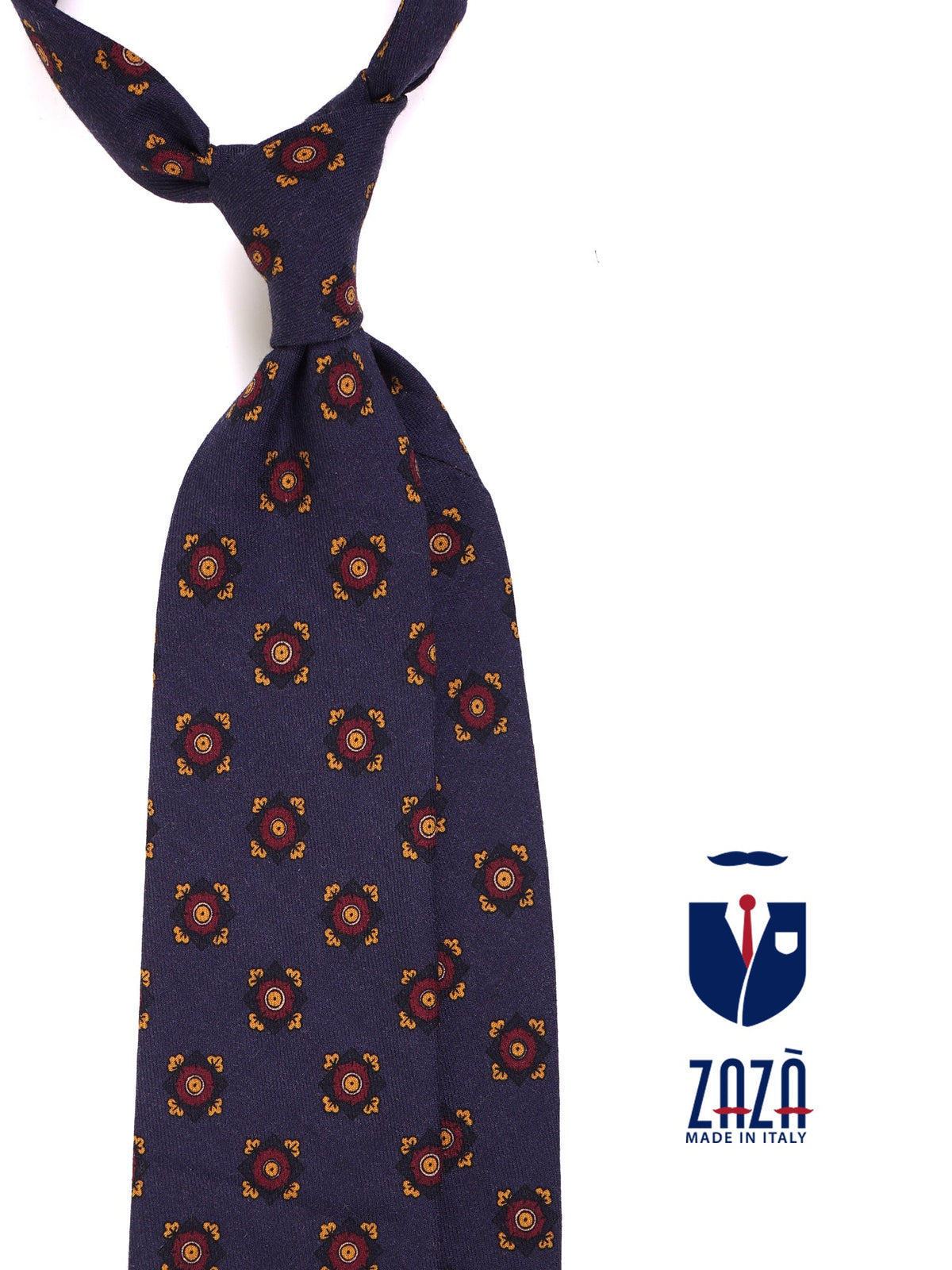 Navy blue 3-fold tie in pure wool CLOPE