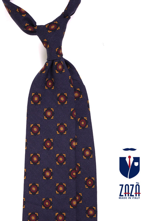 Navy blue 3-fold tie in pure wool CLOPE