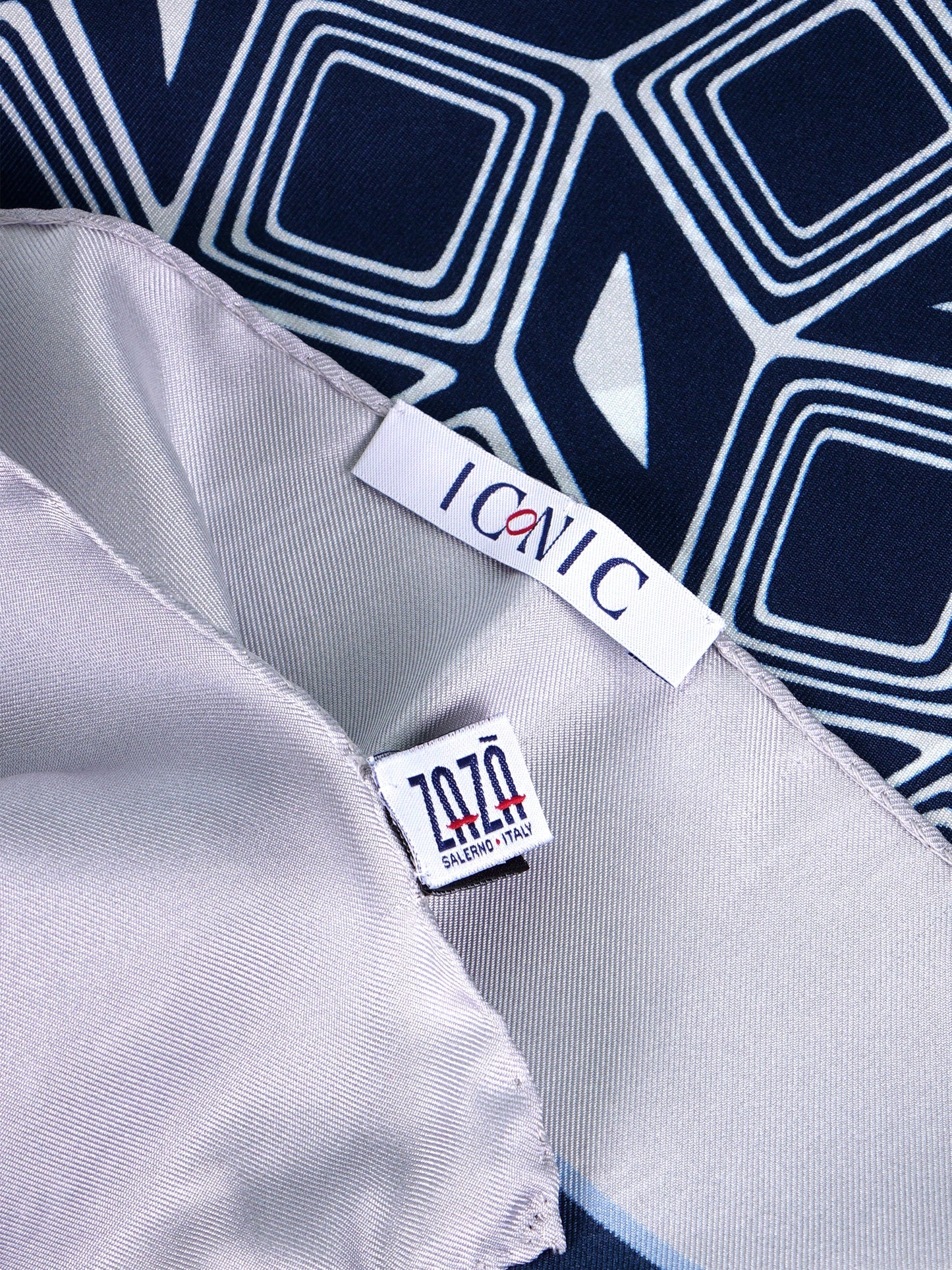 COMATOSE blue printed silk foulard