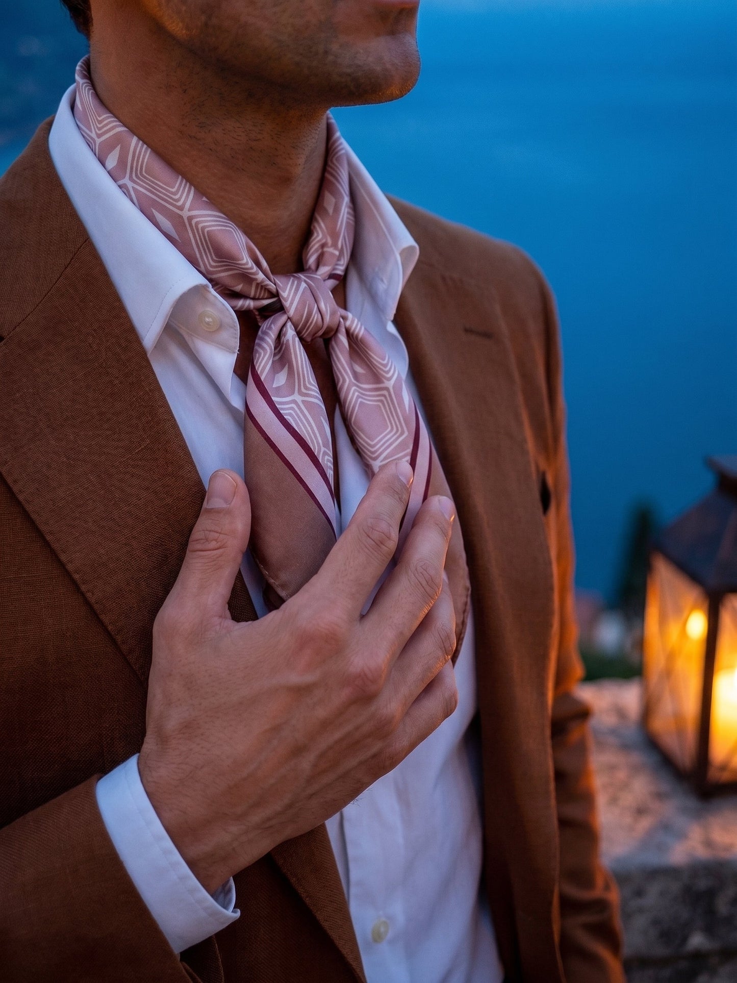 COMATOSE pink printed silk foulard