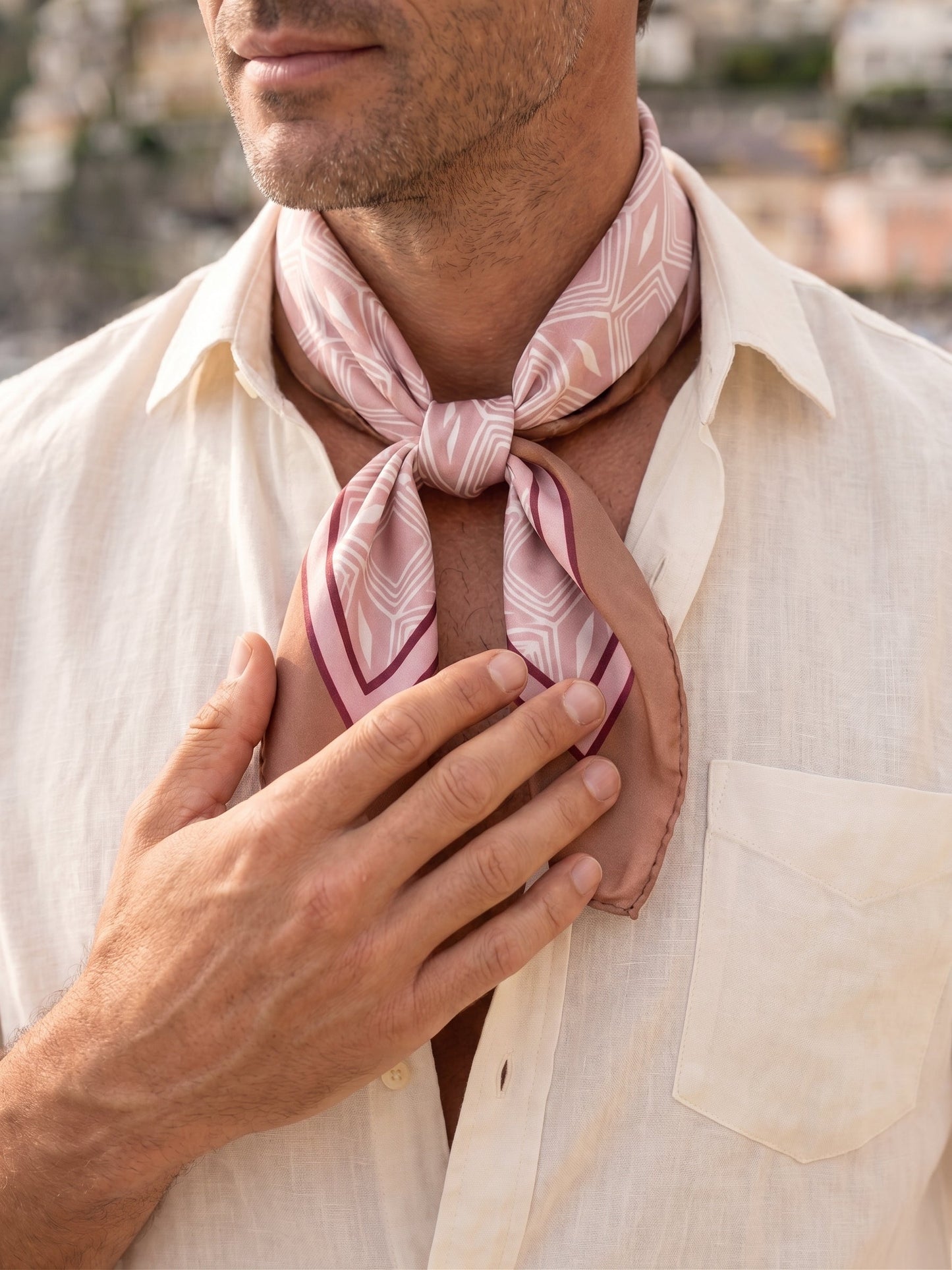 COMATOSE pink printed silk foulard