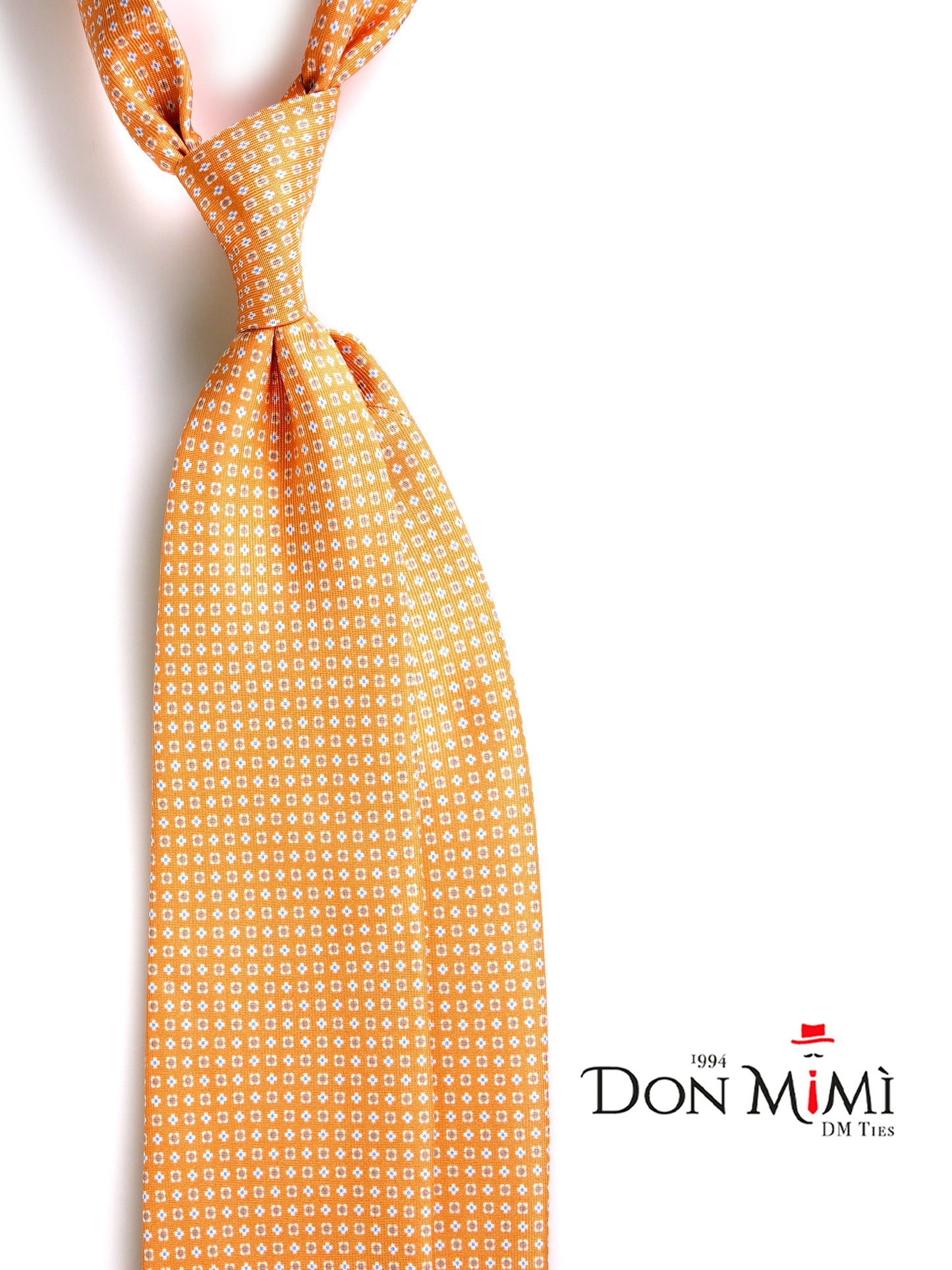 3 Fold Tie orange SPICY printed silk