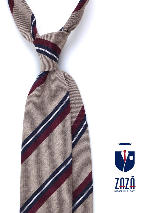 Beige tie with 3 folds in wool/silk ABIGAIL