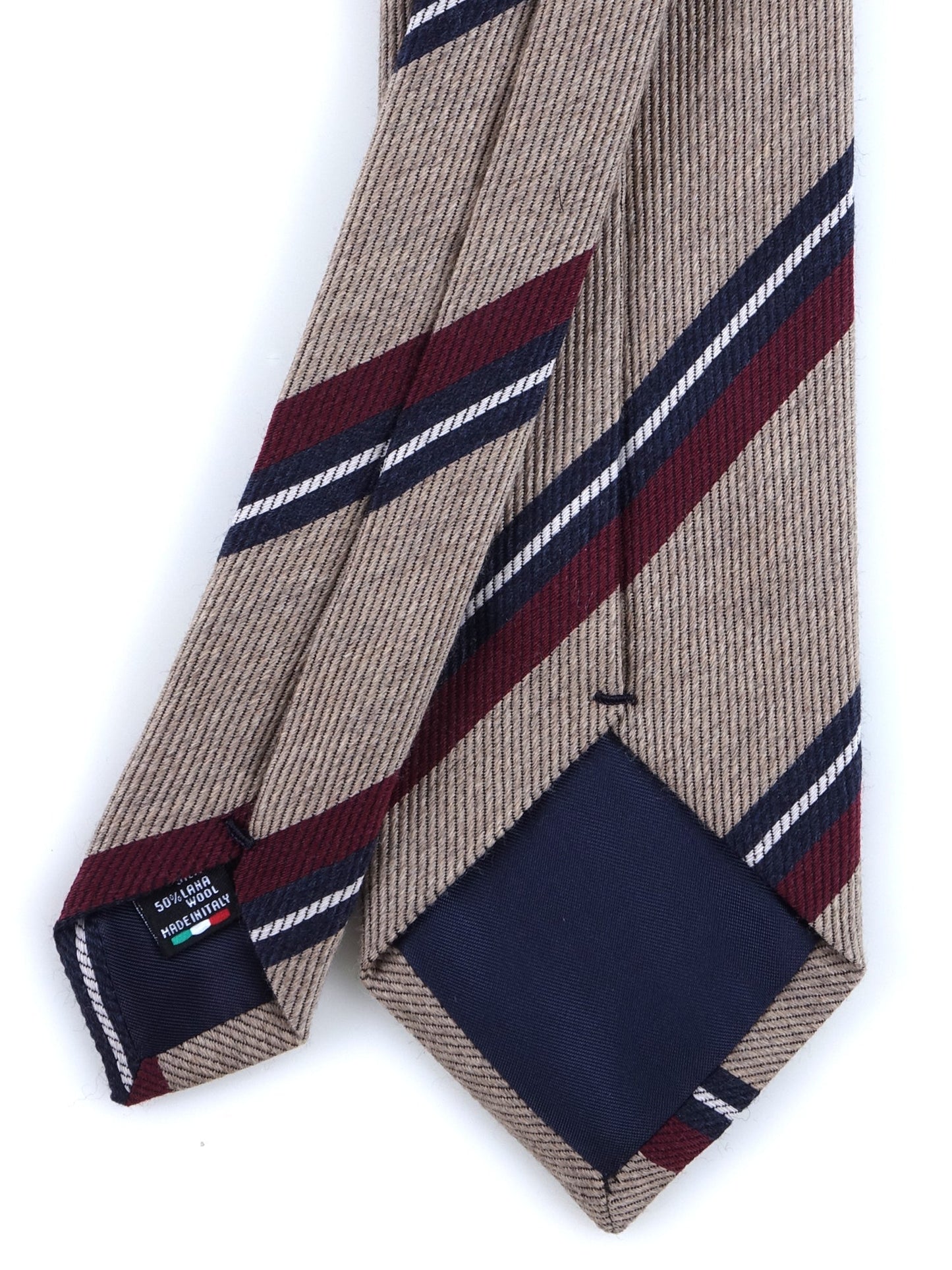 Beige tie with 3 folds in wool/silk ABIGAIL