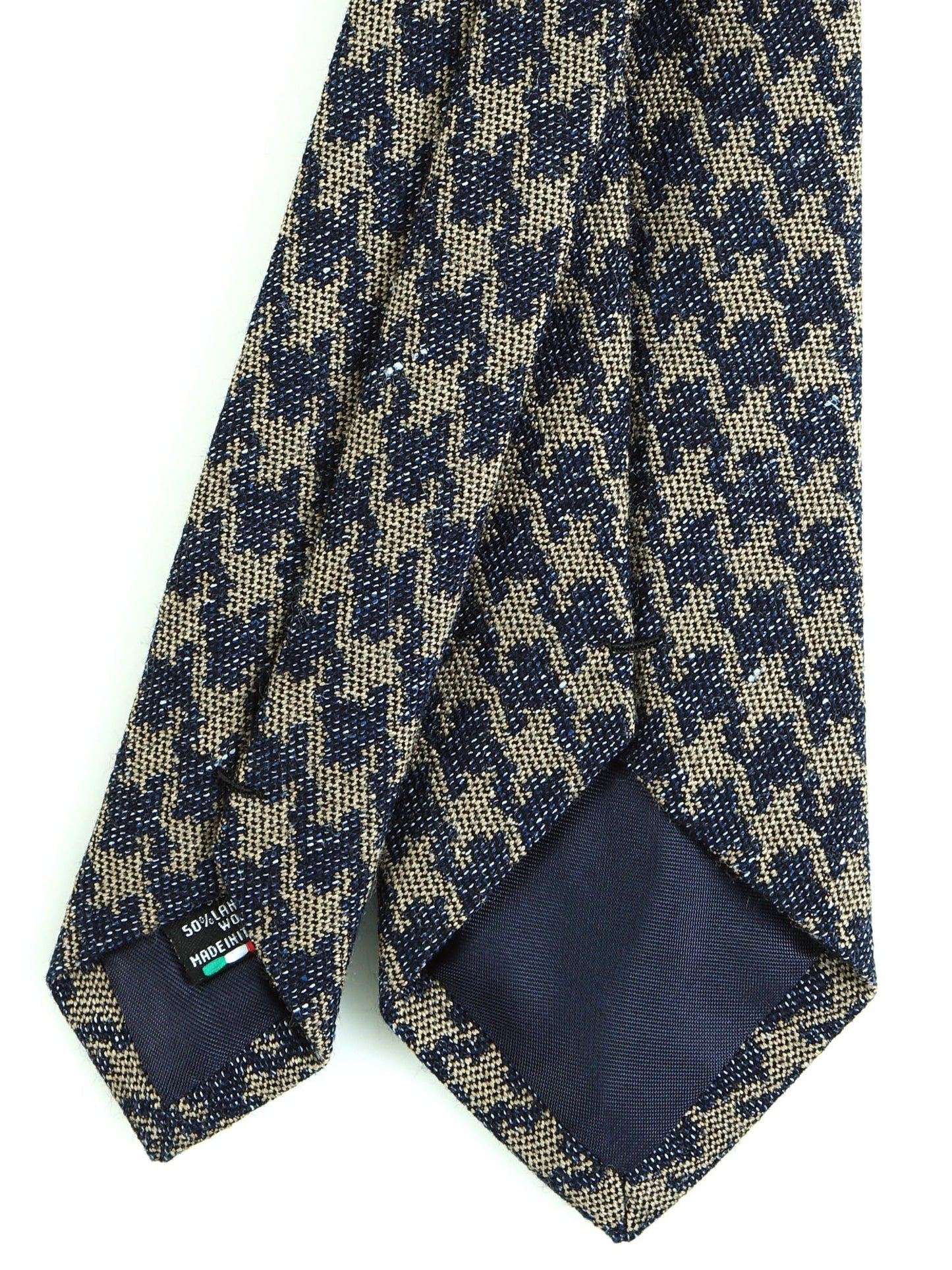 Beige 3 Fold Silk/Wool Tie ASSISI