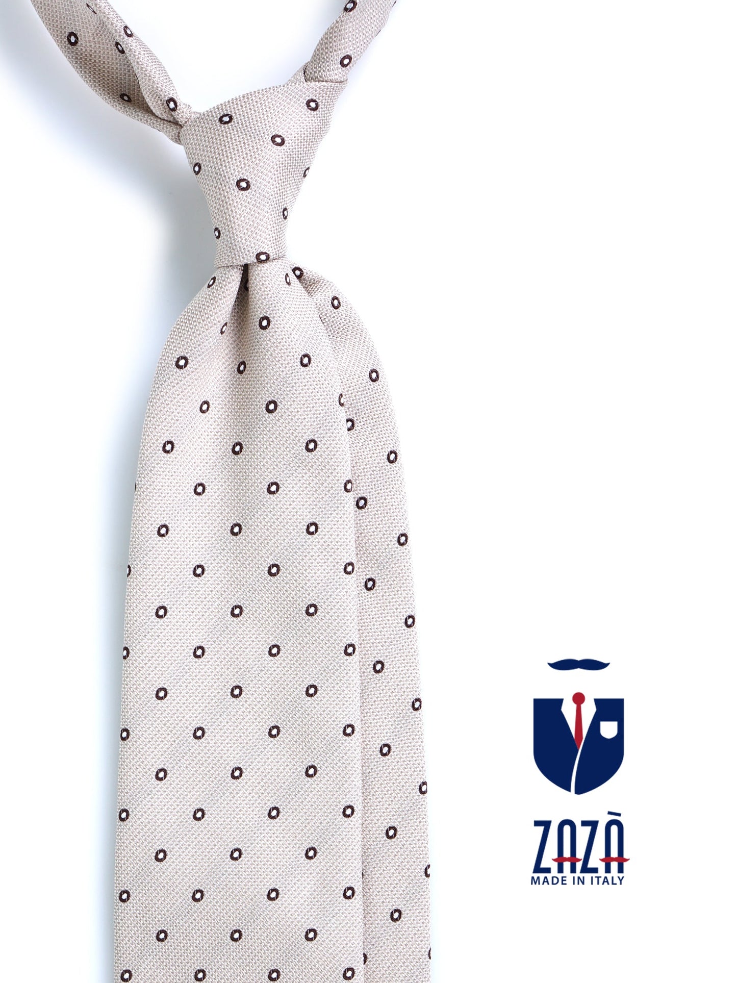 Beige 3 Fold Silk Jacquard Tie BRIGITTE