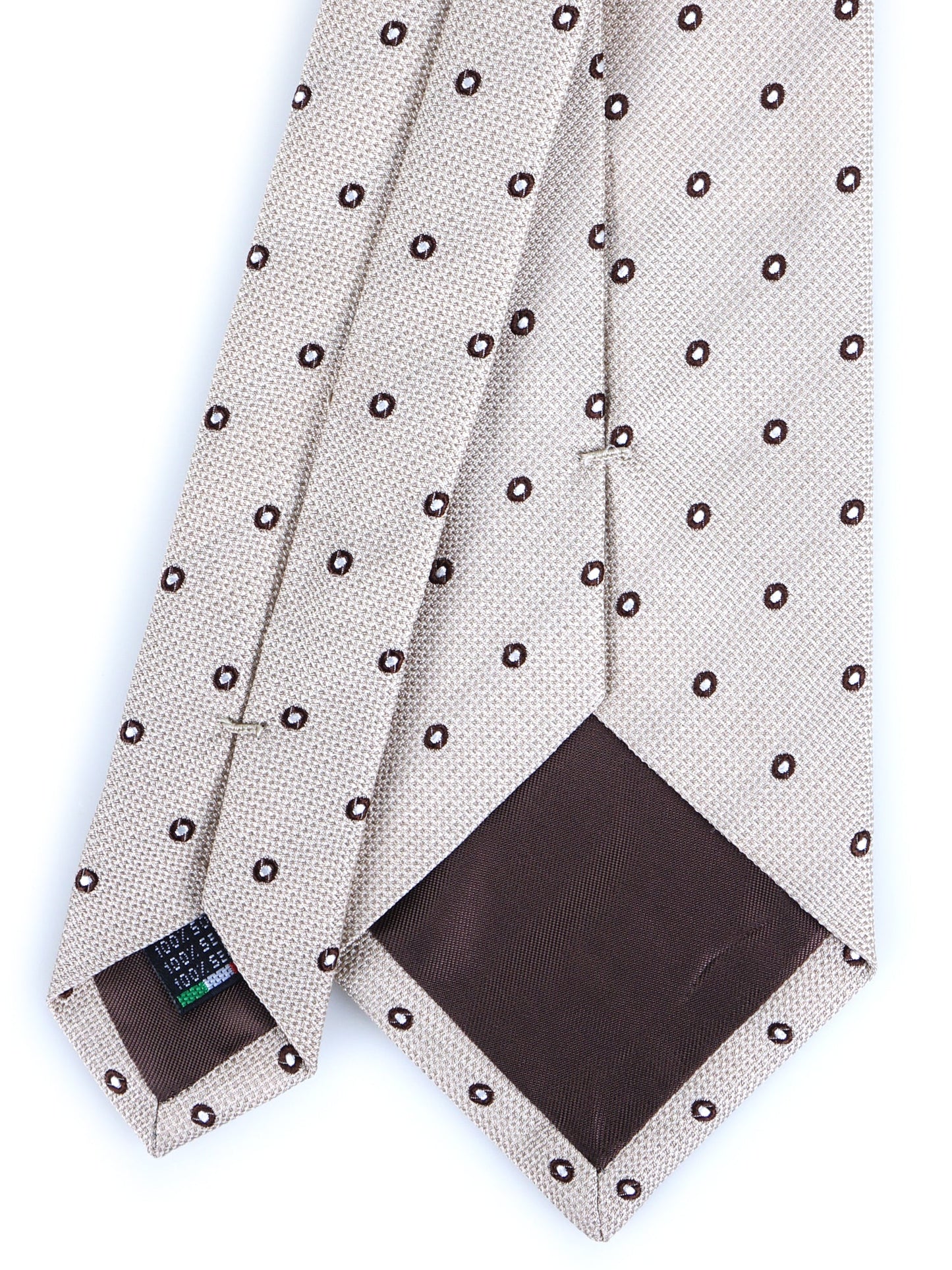 Beige 3 Fold Silk Jacquard Tie BRIGITTE