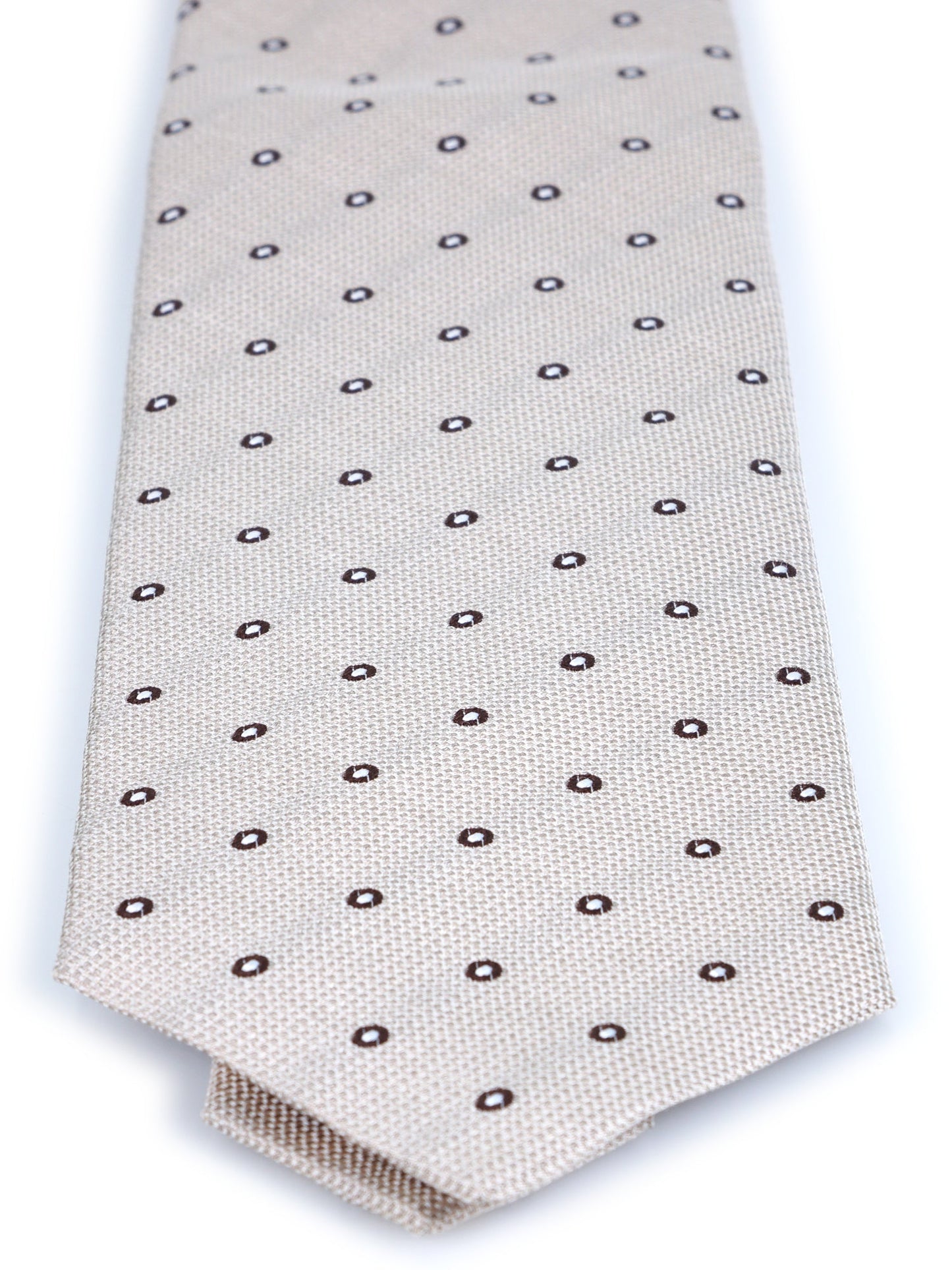 Beige 3 Fold Silk Jacquard Tie BRIGITTE