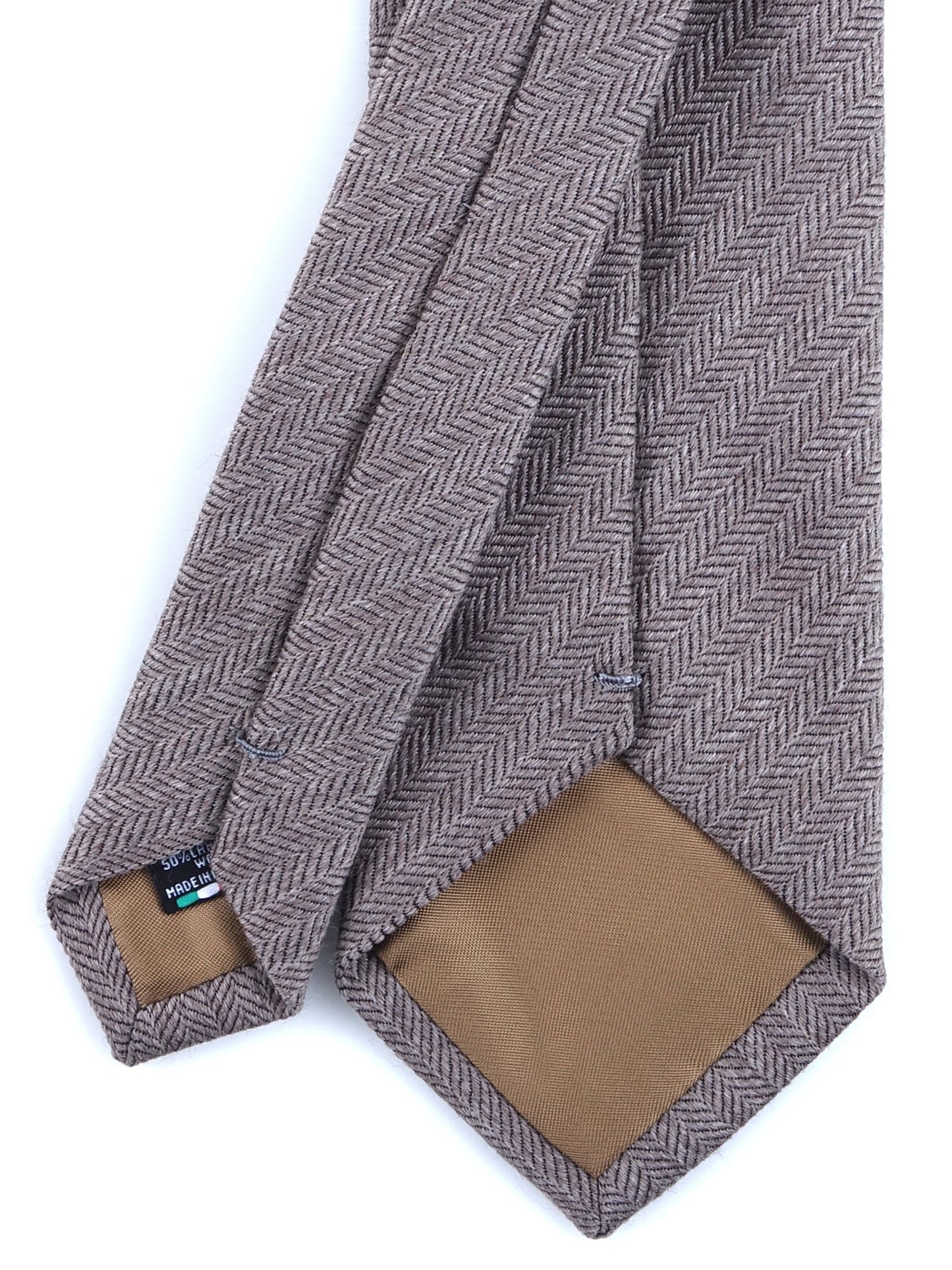 Beige 3-Fold KIKKY Tie in Wool/Silk