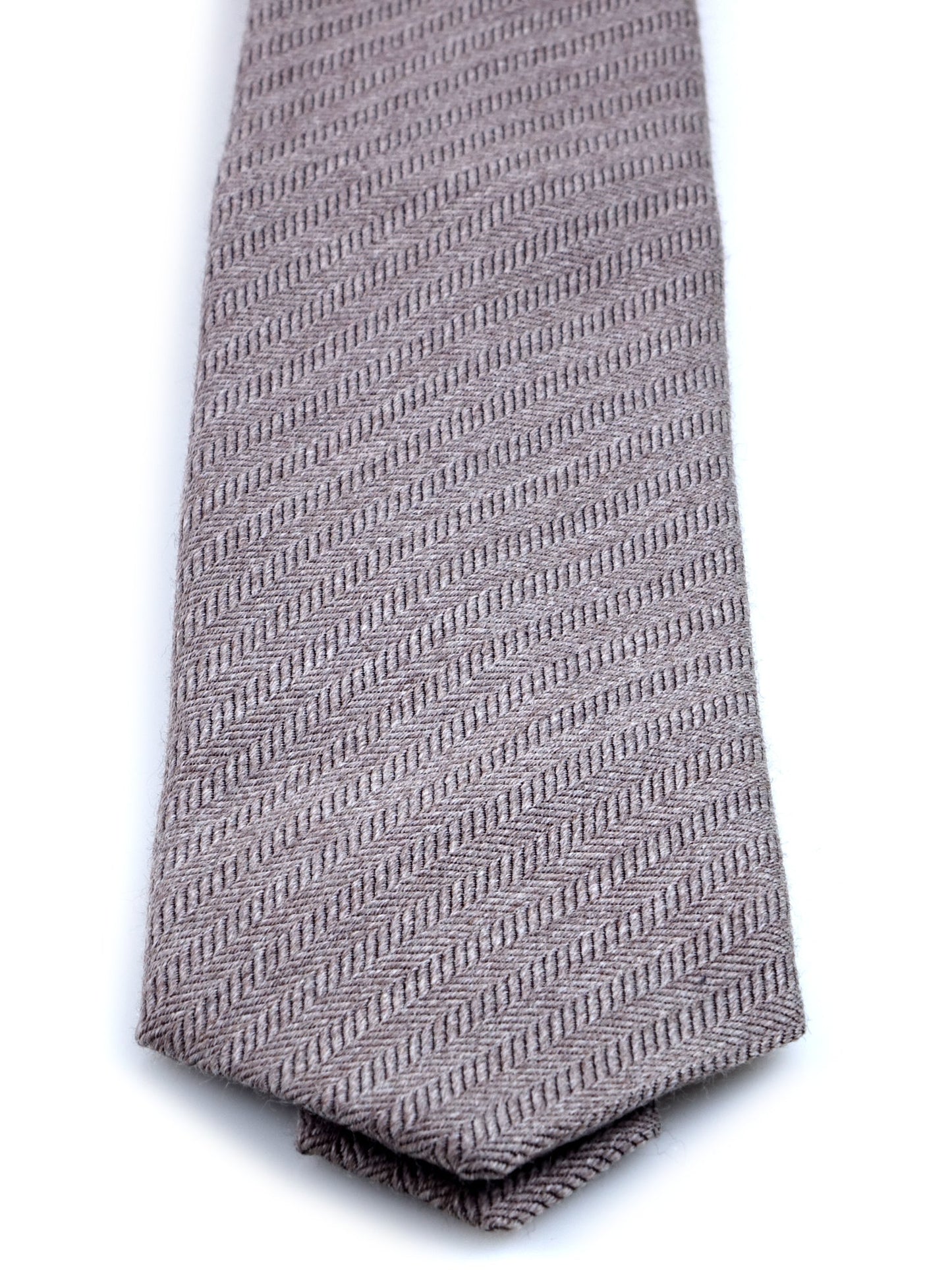 Beige 3-Fold KIKKY Tie in Wool/Silk