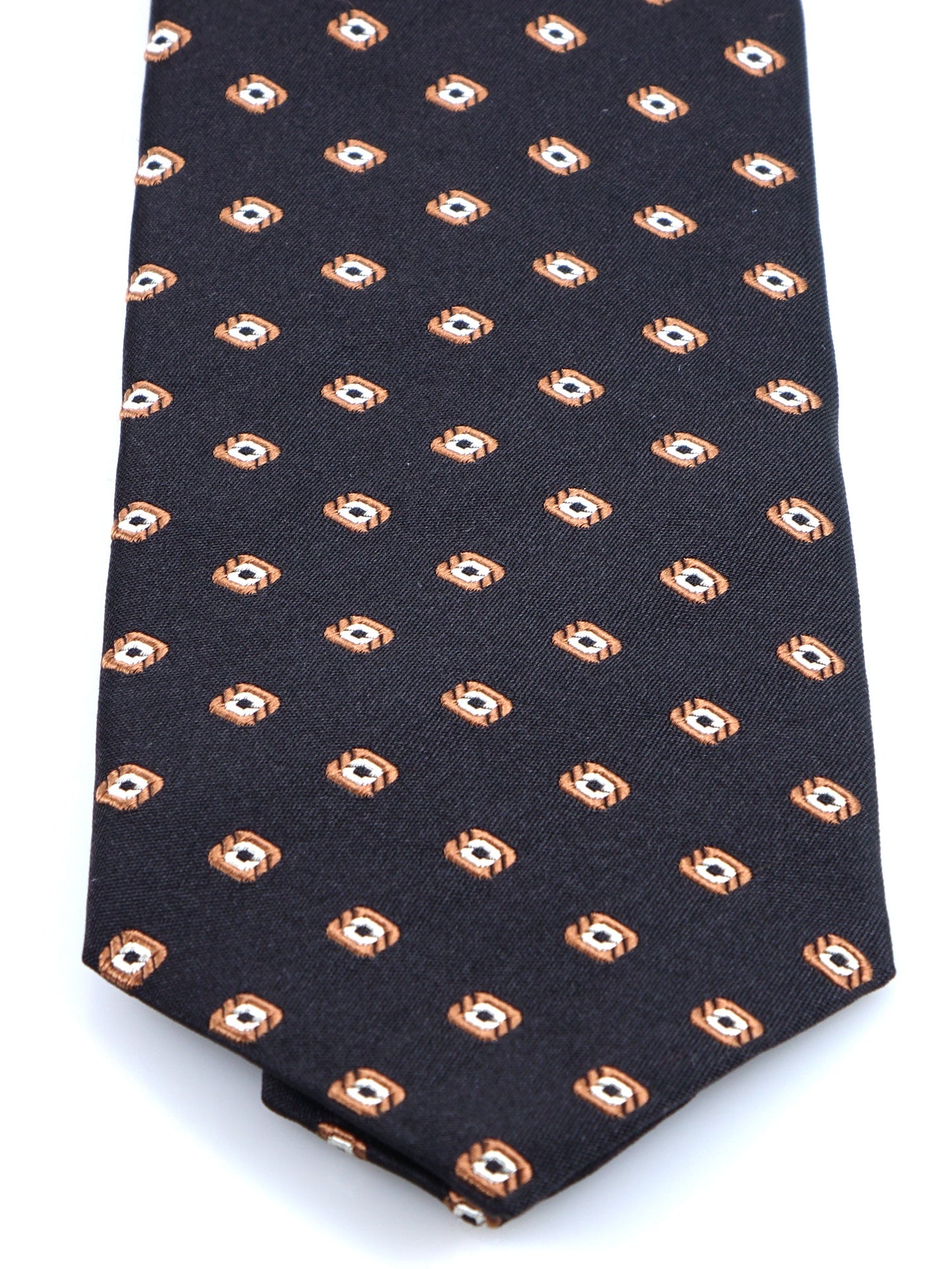 3 Fold Black Silk/Cotton Tie GINGER