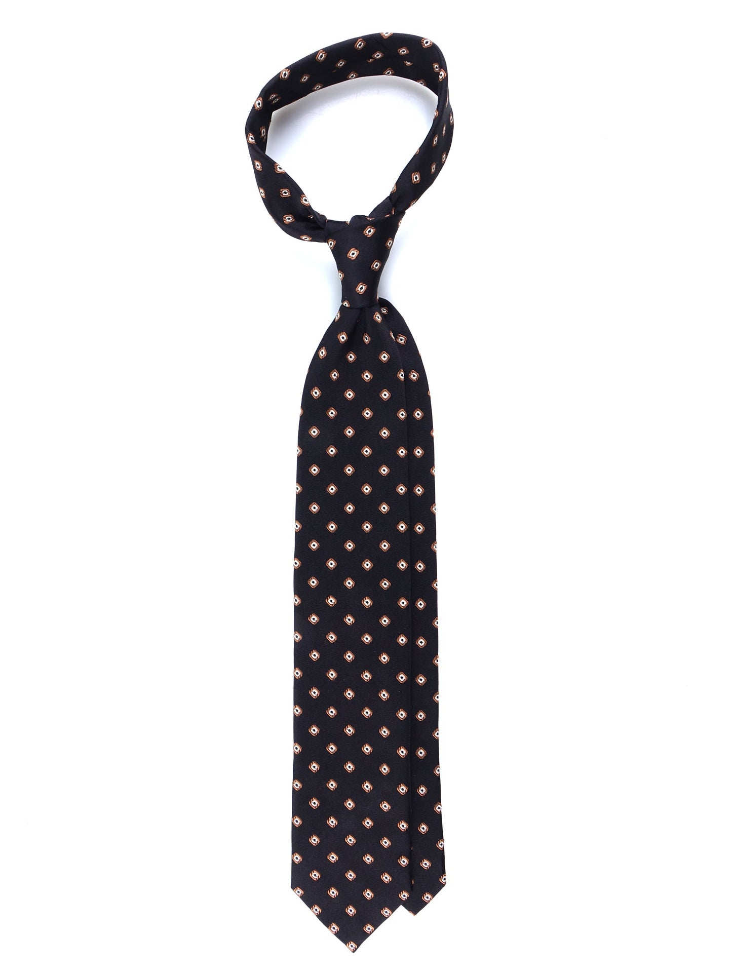 3 Fold Black Silk/Cotton Tie GINGER