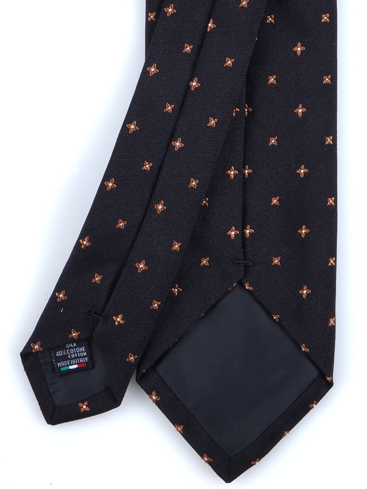 3 Fold Black Silk/Cotton Tie MARTIN