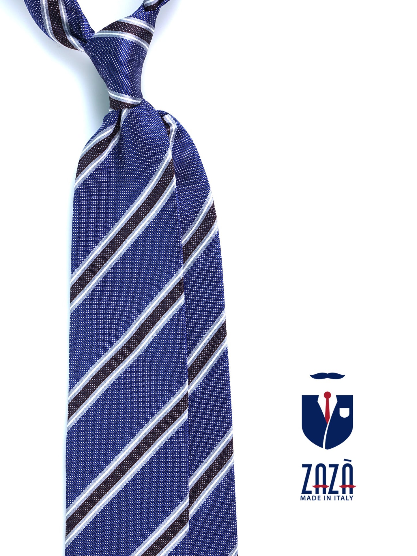 Blue Tie with 3 Folds MIAMI in Jacquard Silk