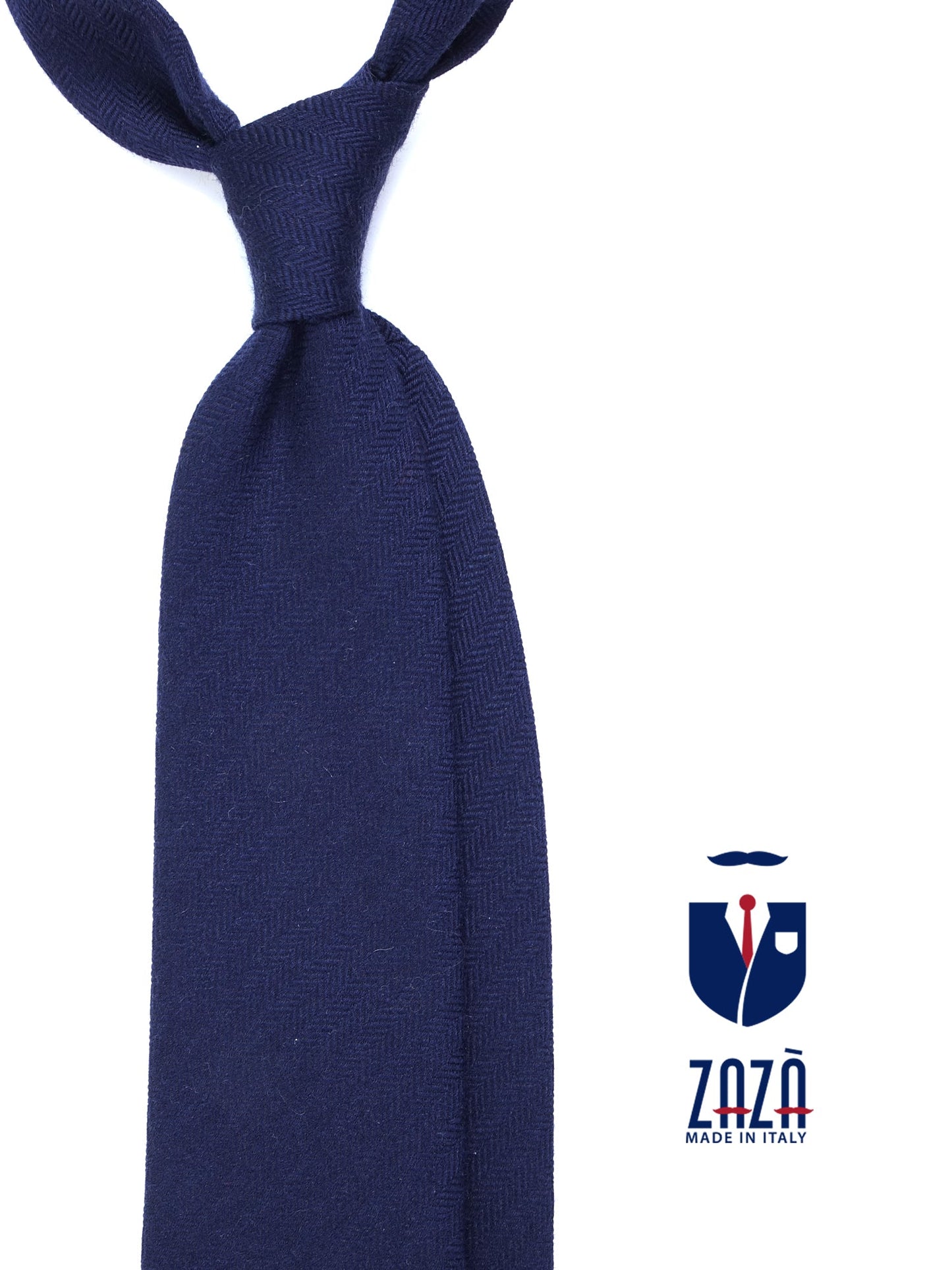 Blue Tie 3 Folds KIKKY in wool/silk