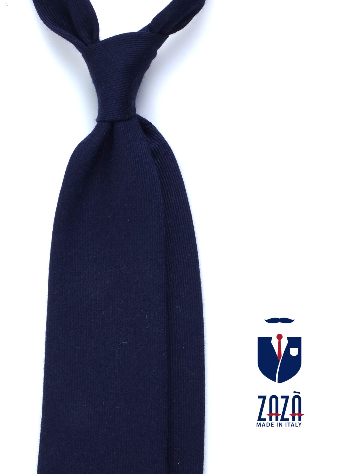 Blue 3-Fold TINA Tie in Wool/Silk