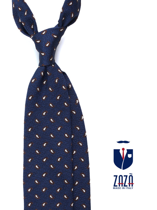 Blue 3 Fold Silk/Cotton Tie VALENTIA