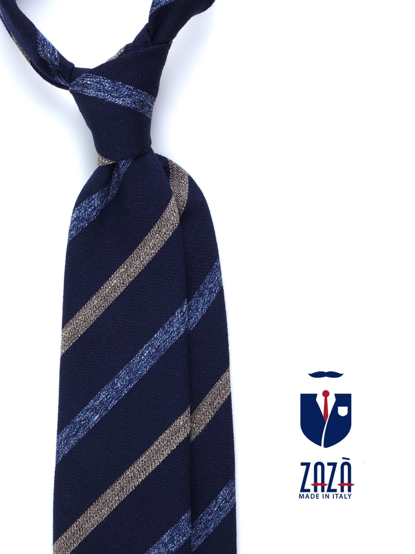 NABIR 3 Fold Blue Wool/Silk Tie