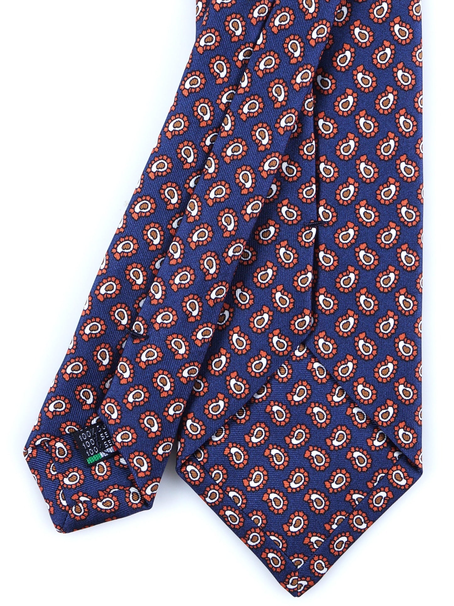 Blue Tie 3 Folds BARDOT in Printed Silk