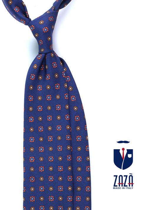 Blue Cravat 3 Folds VALERY in Printed Silk