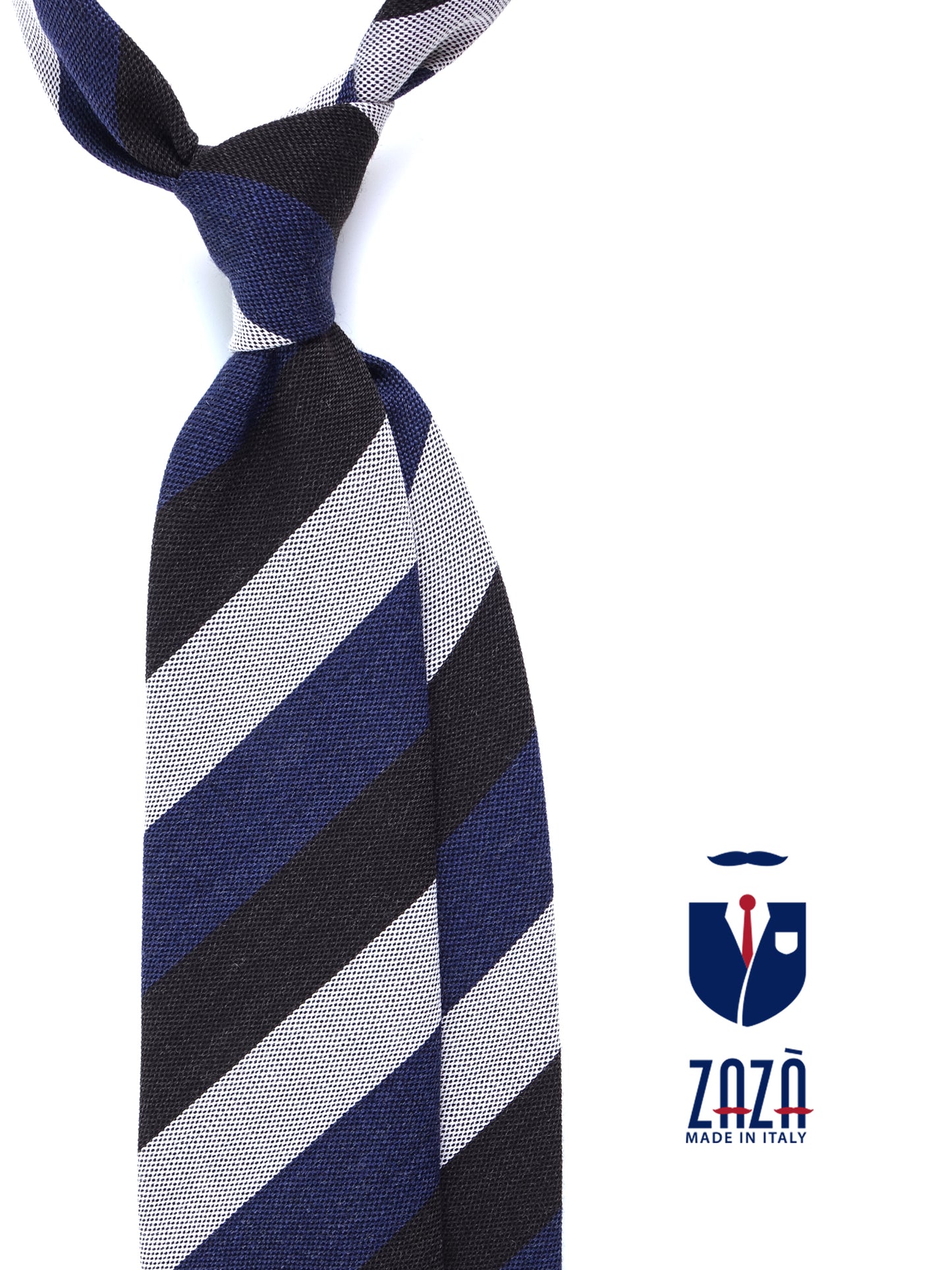 Blue/Brown 3 Fold Wool/Silk Tie MIRANDA