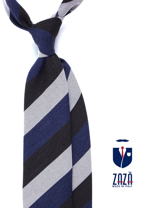 Blue/Brown 3 Fold Wool/Silk Tie MIRANDA
