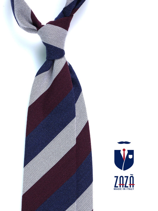 Blue/Burgundy 3 Fold Wool/Silk Tie MIRANDA