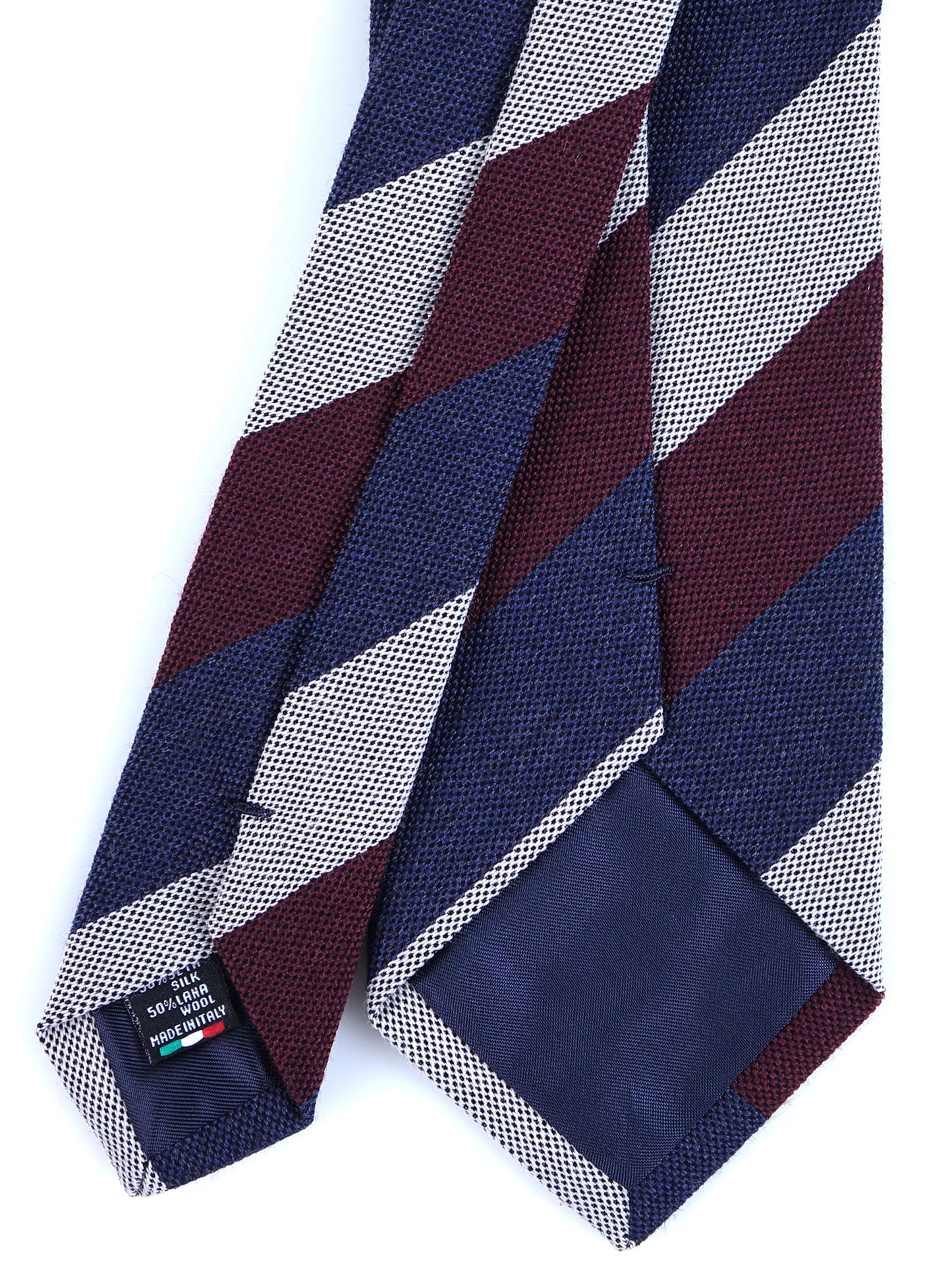 Blue/Burgundy 3 Fold Wool/Silk Tie MIRANDA