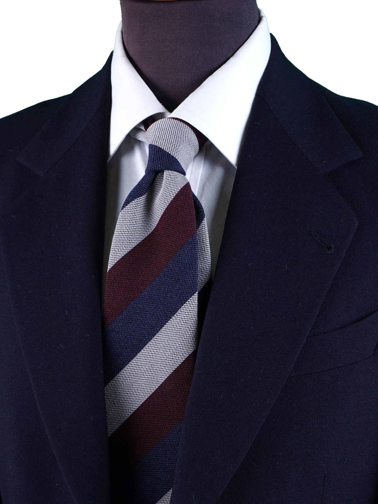 Blue/Burgundy 3 Fold Wool/Silk Tie MIRANDA