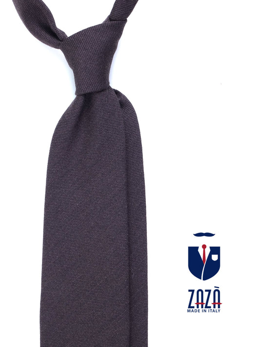 Brown 3 Folds BIGOL Tie in wool/silk