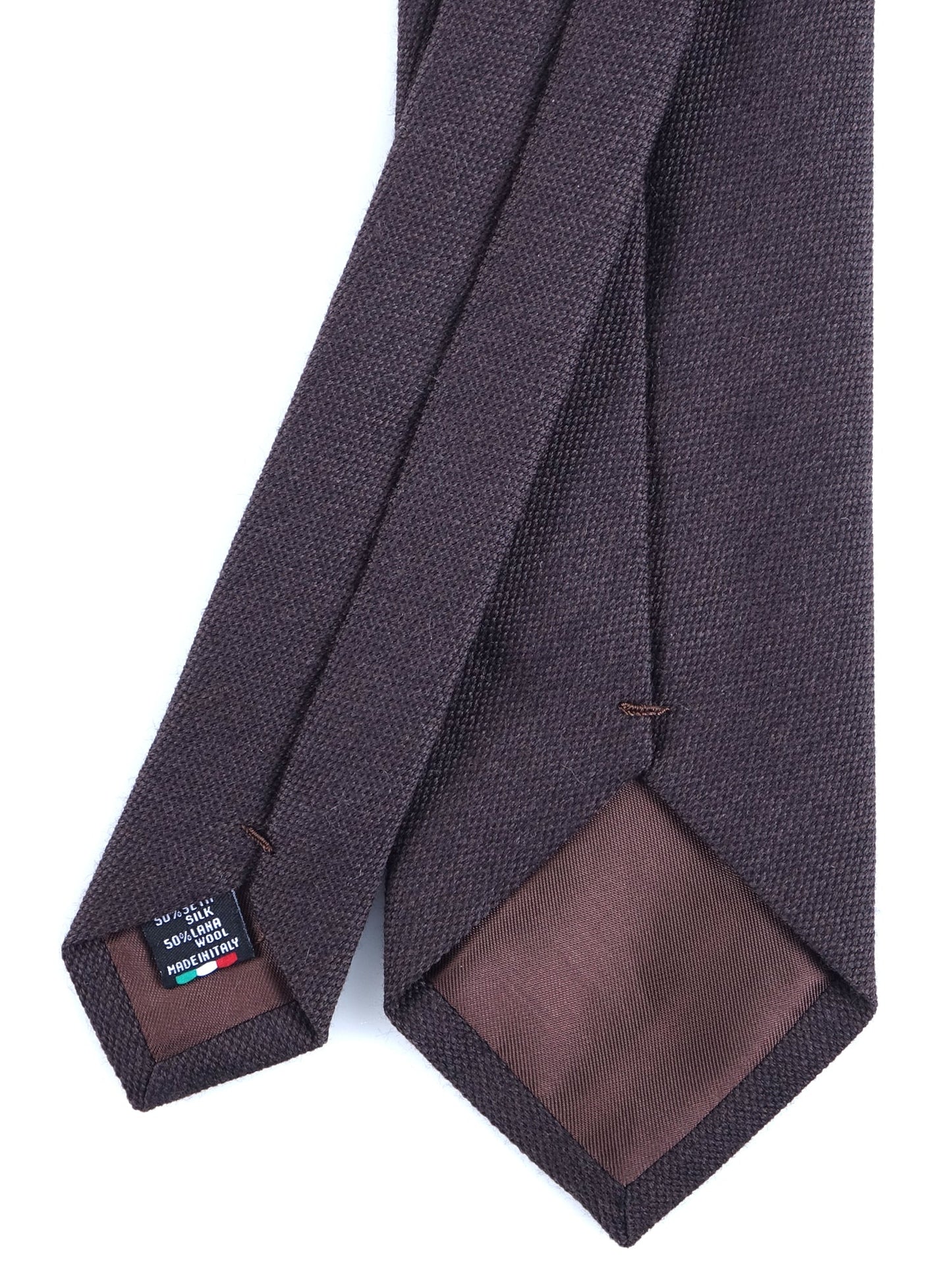 Brown 3 Folds BIGOL Tie in wool/silk