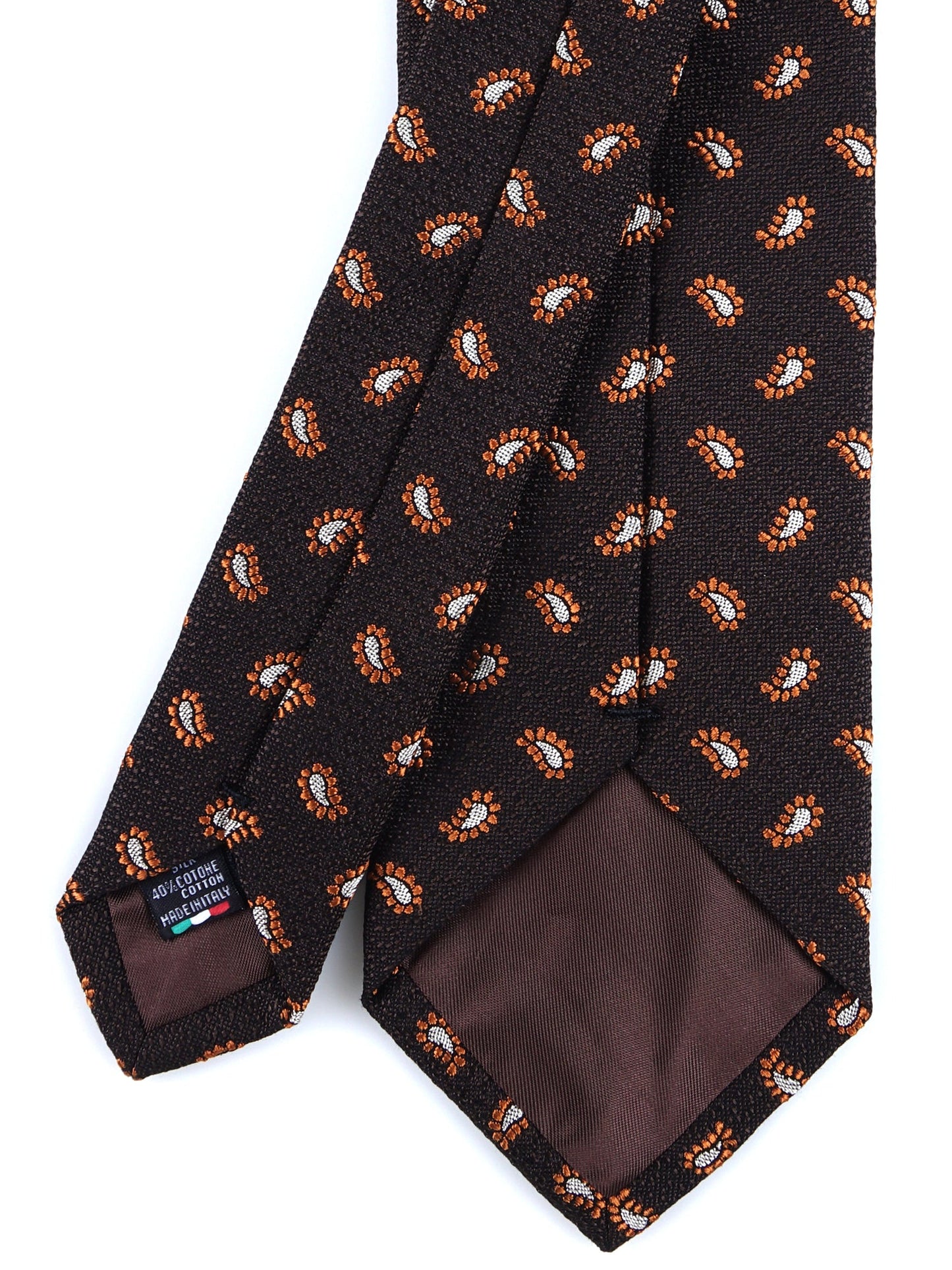 Brown 3 Fold Silk/Cotton Tie VALENTIA