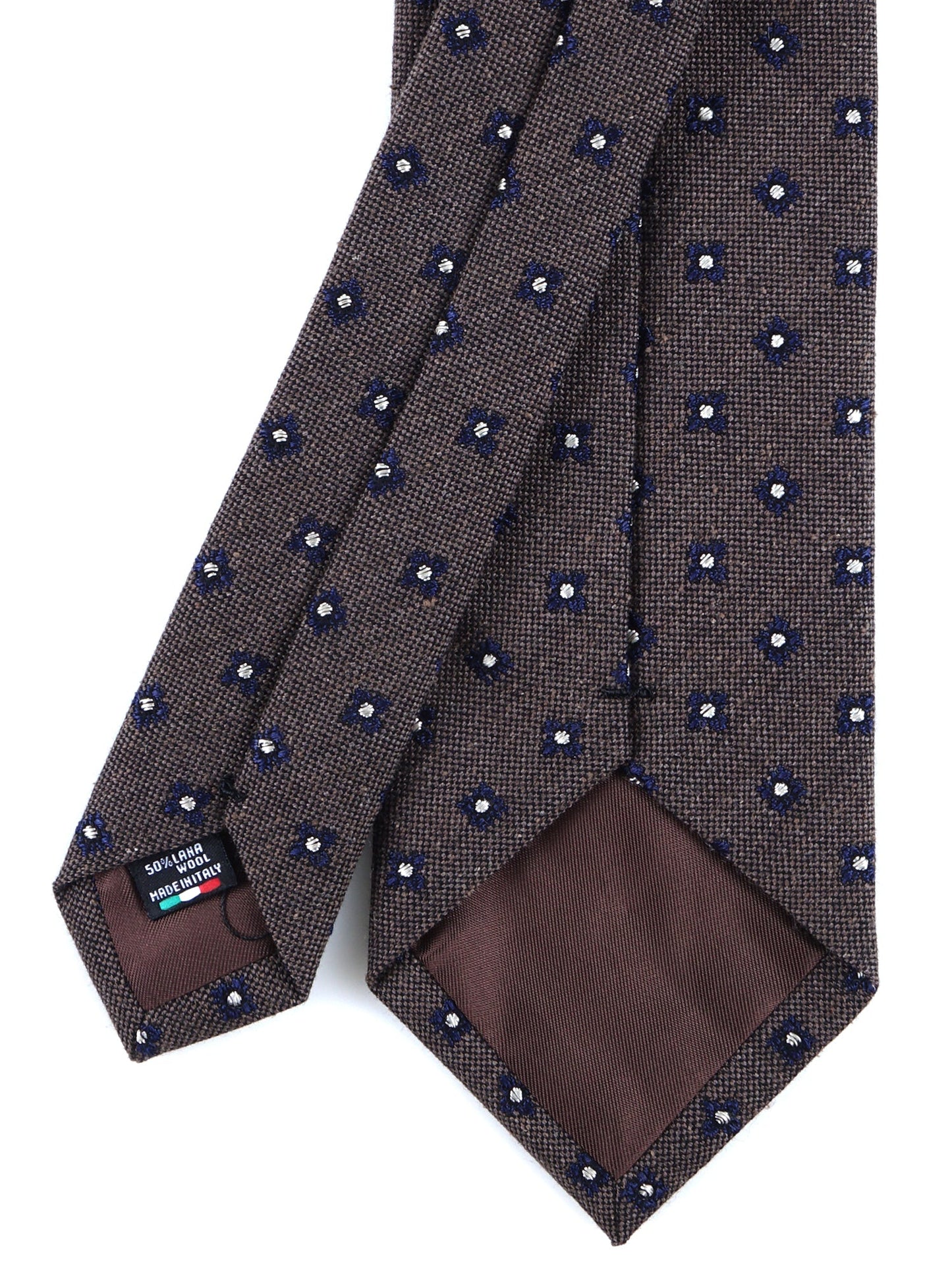 3 Fold Brown Silk/Wool Tie NADIA