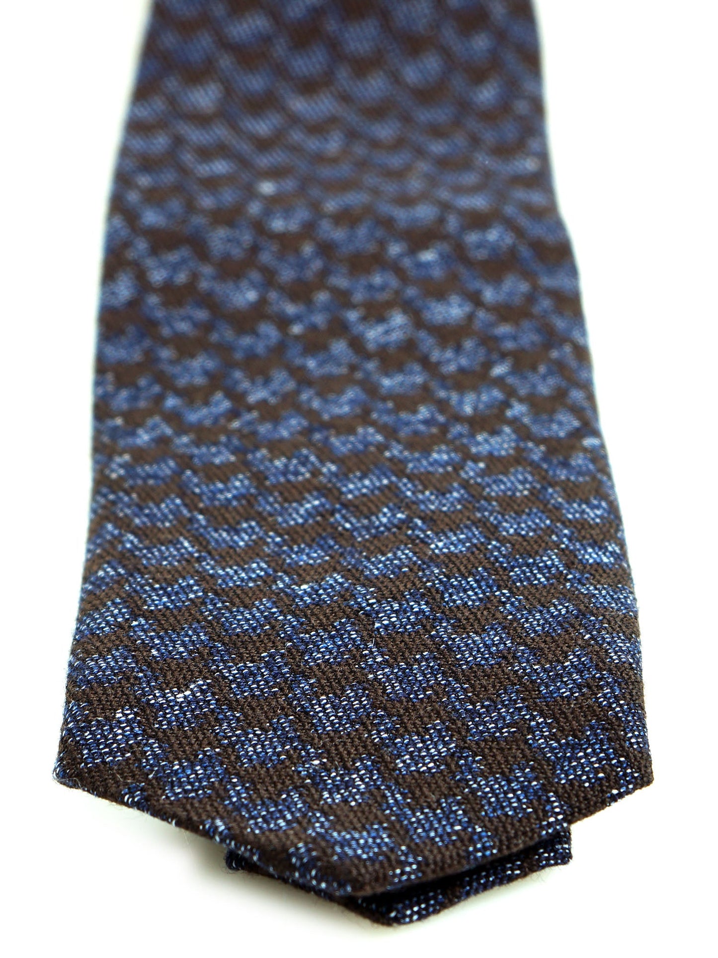 Brown silk/wool 3 fold tie ASSISI