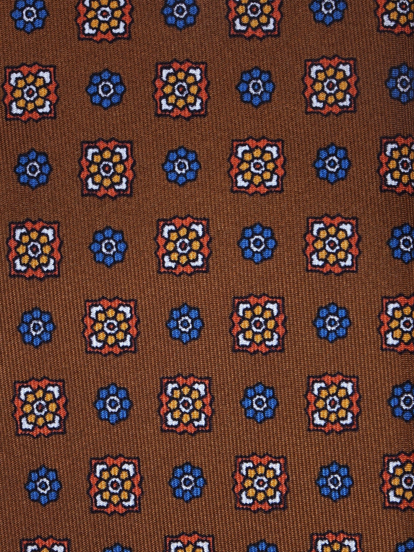 Brown Tie 3 Folds GAIA in Printed Silk