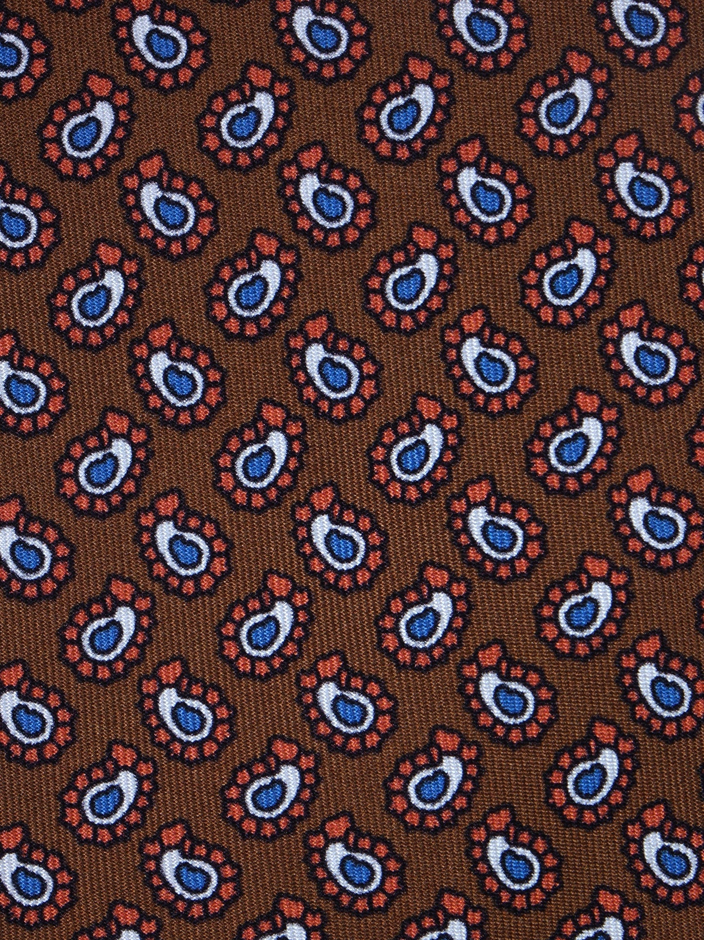 Brown 3 Folds BARDOT Printed Silk Tie
