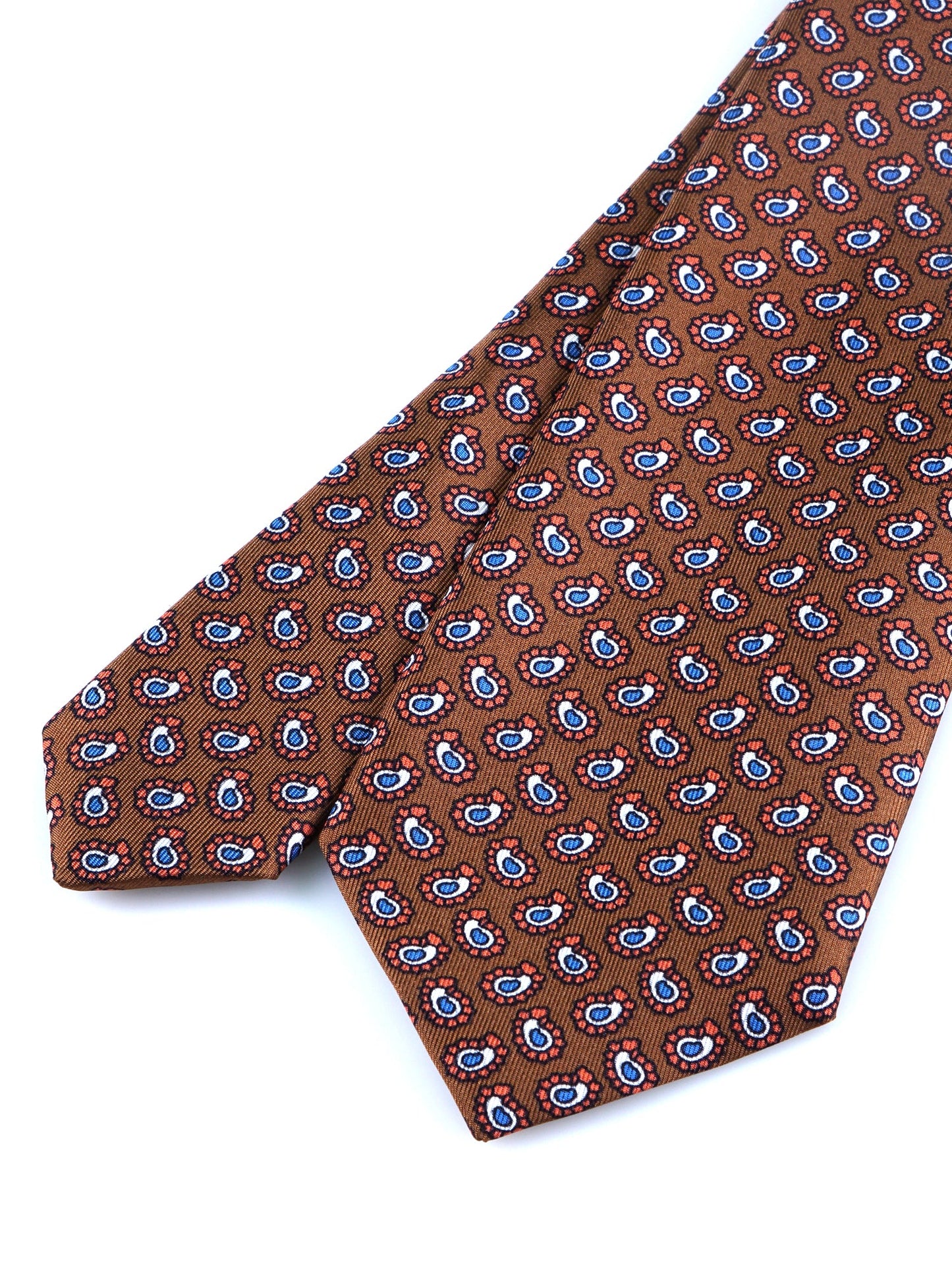 Brown 3 Folds BARDOT Printed Silk Tie