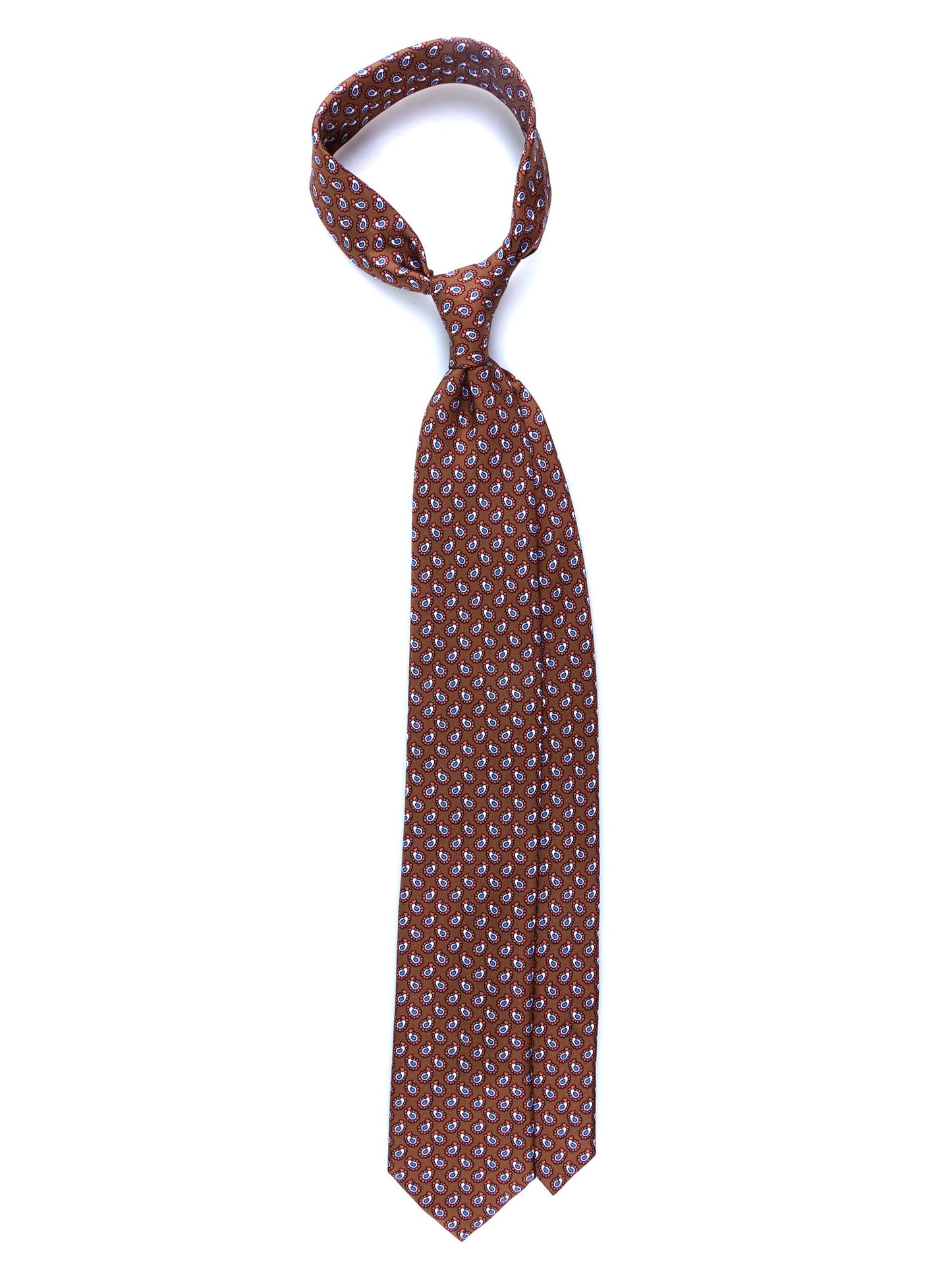 Brown 3 Folds BARDOT Printed Silk Tie