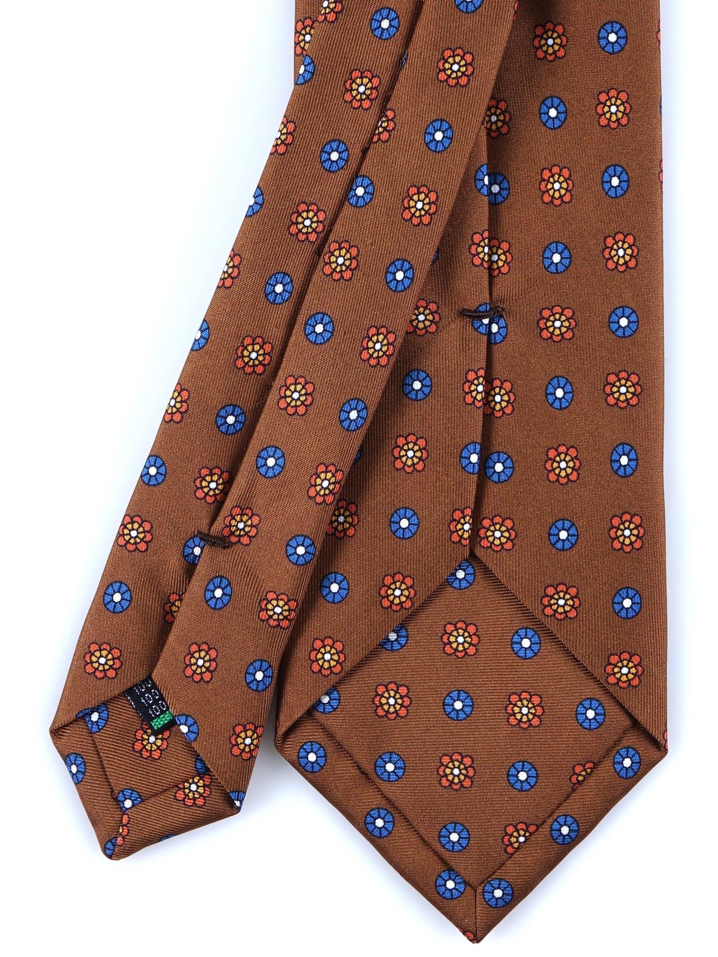 Brown 3 Folds VALERY Printed Silk Tie