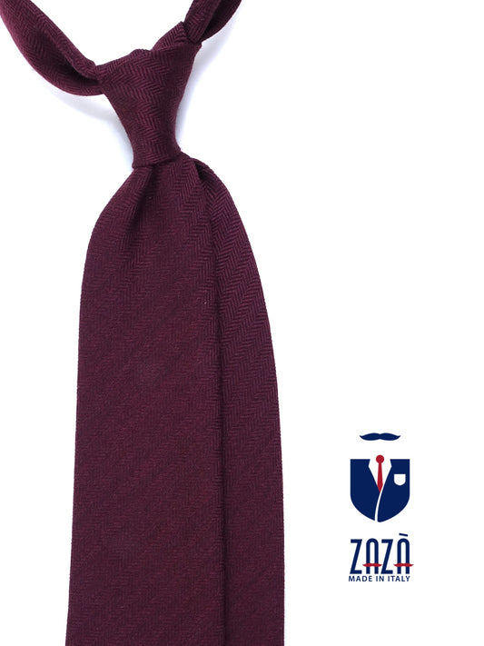 Burgundy 3 Fold KIKKY Tie in wool/silk