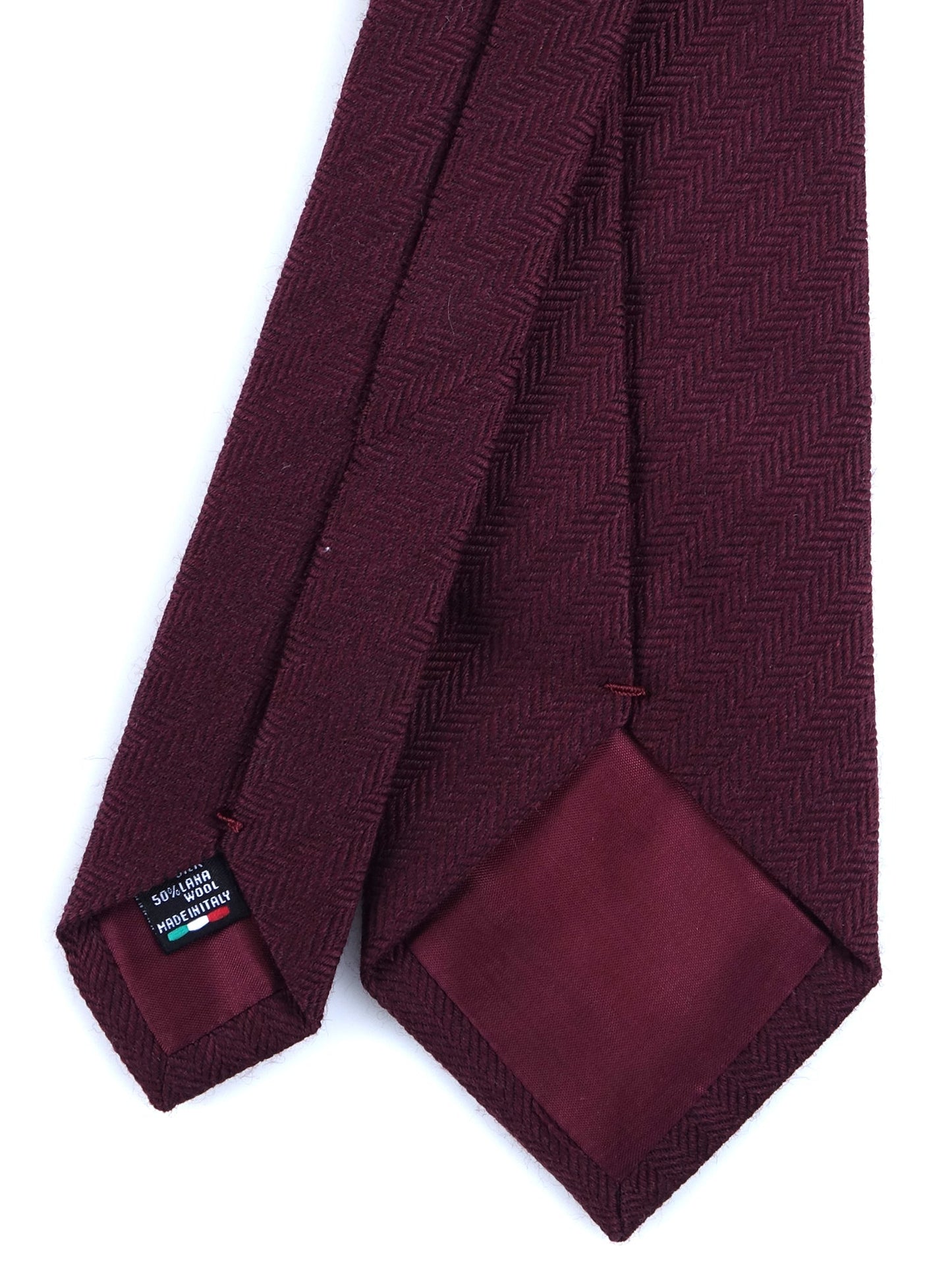 Burgundy 3 Fold KIKKY Tie in wool/silk