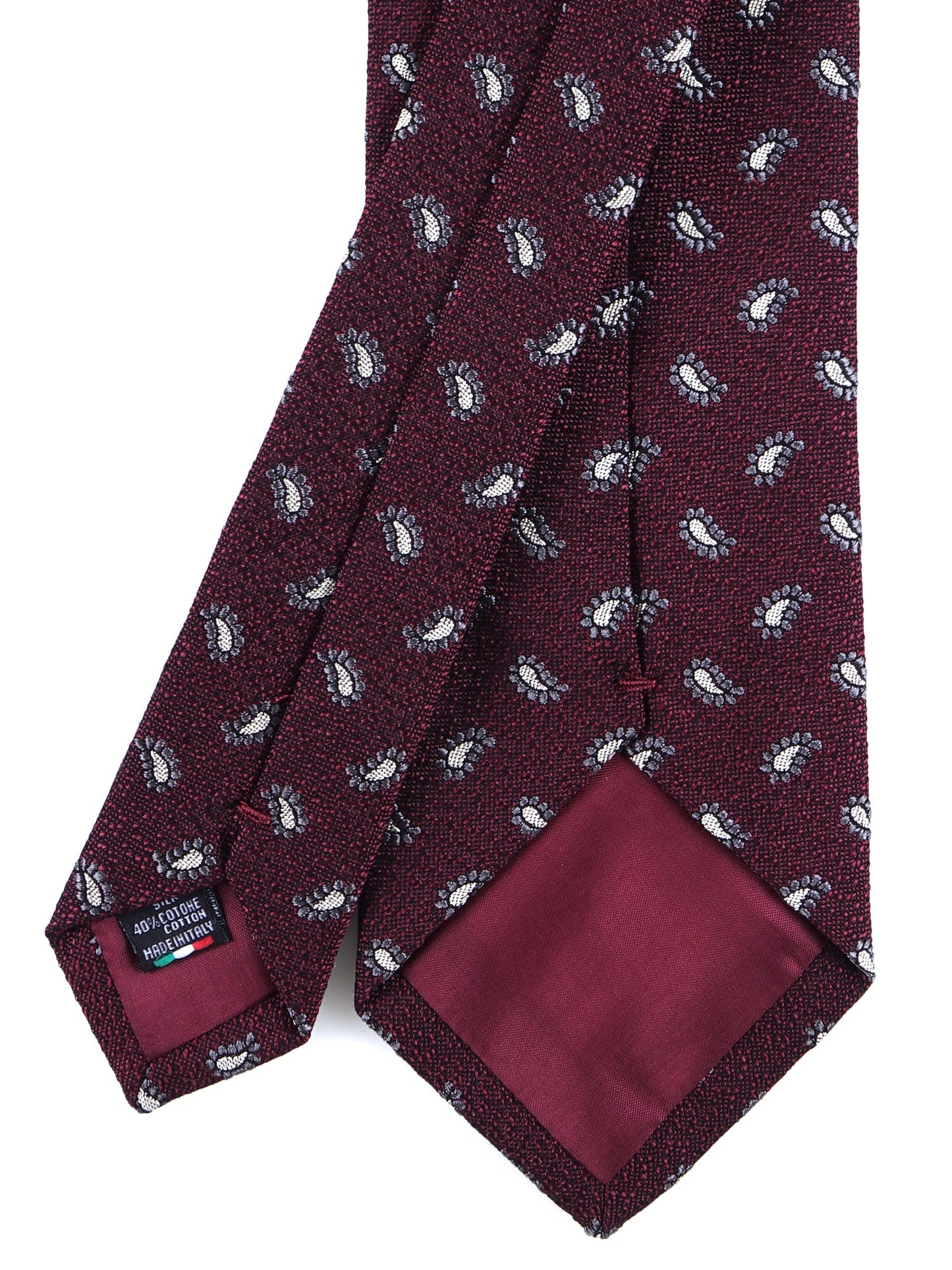 Burgundy 3 Fold Silk/Cotton Tie VALENTIA