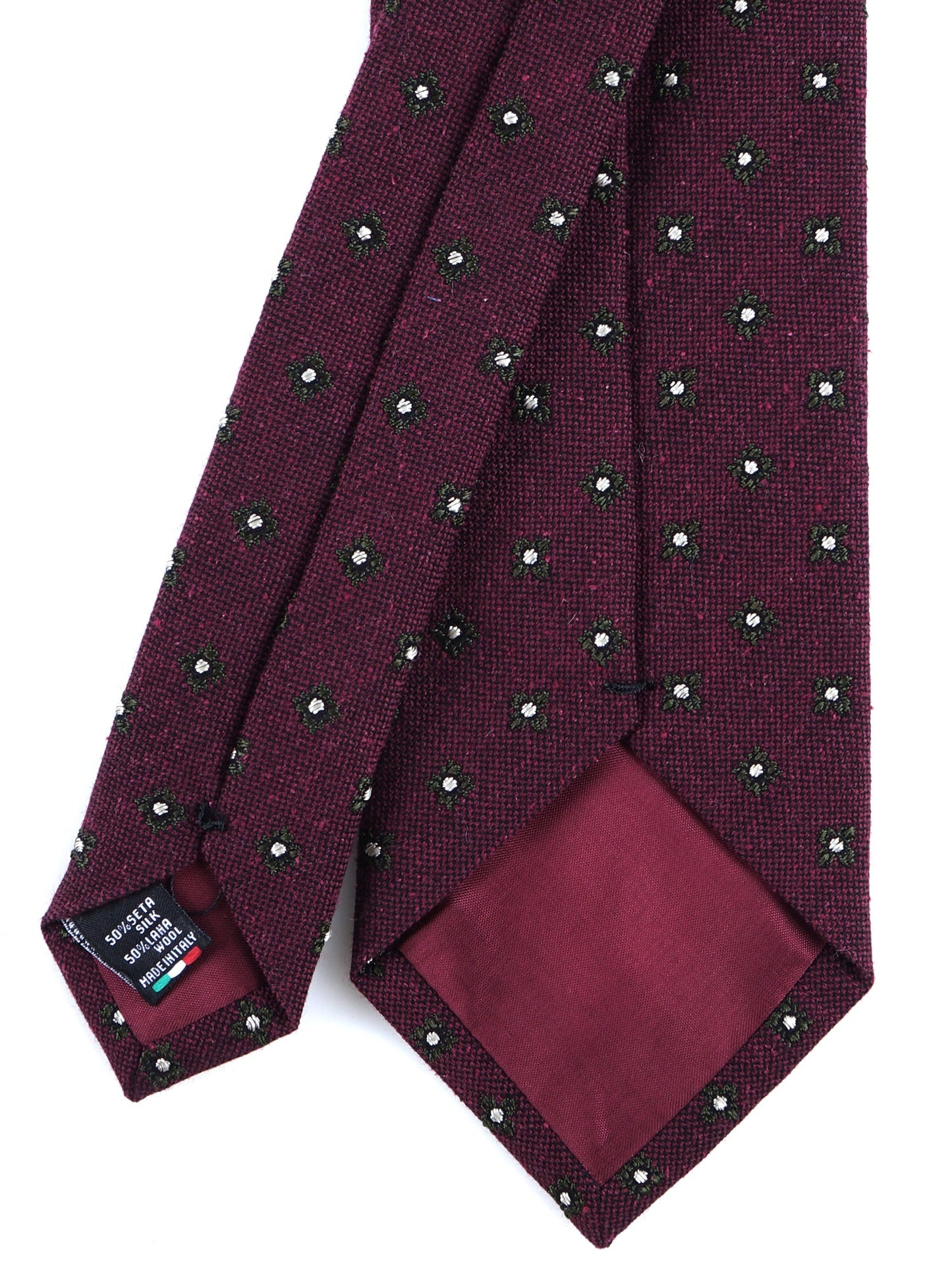 Burgundy 3 Fold Silk/Wool Tie NADIA