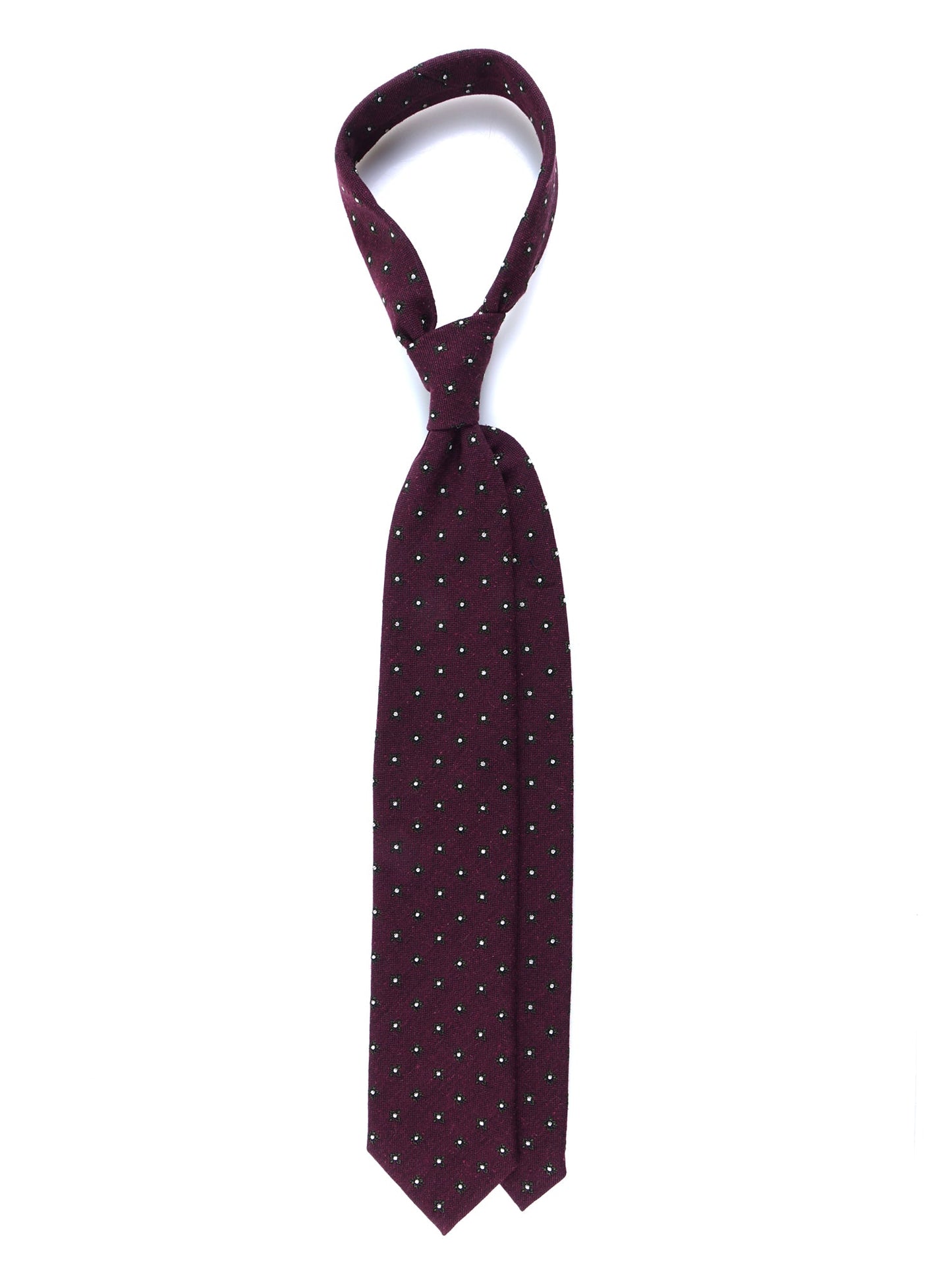 Burgundy 3 Fold Silk/Wool Tie NADIA